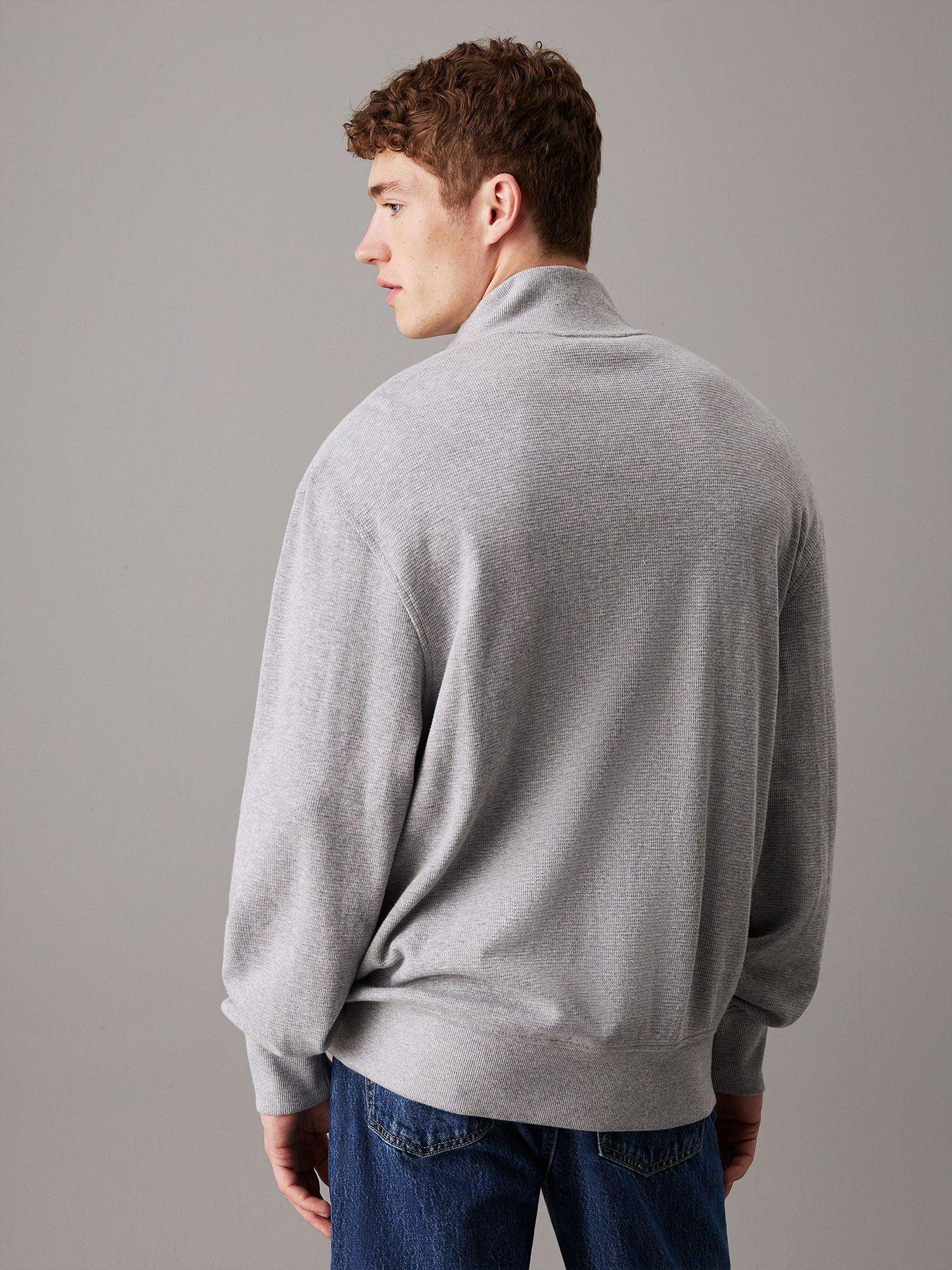 Sweater Woven Label Waffle Zp Through Gris Calvin Klein-2