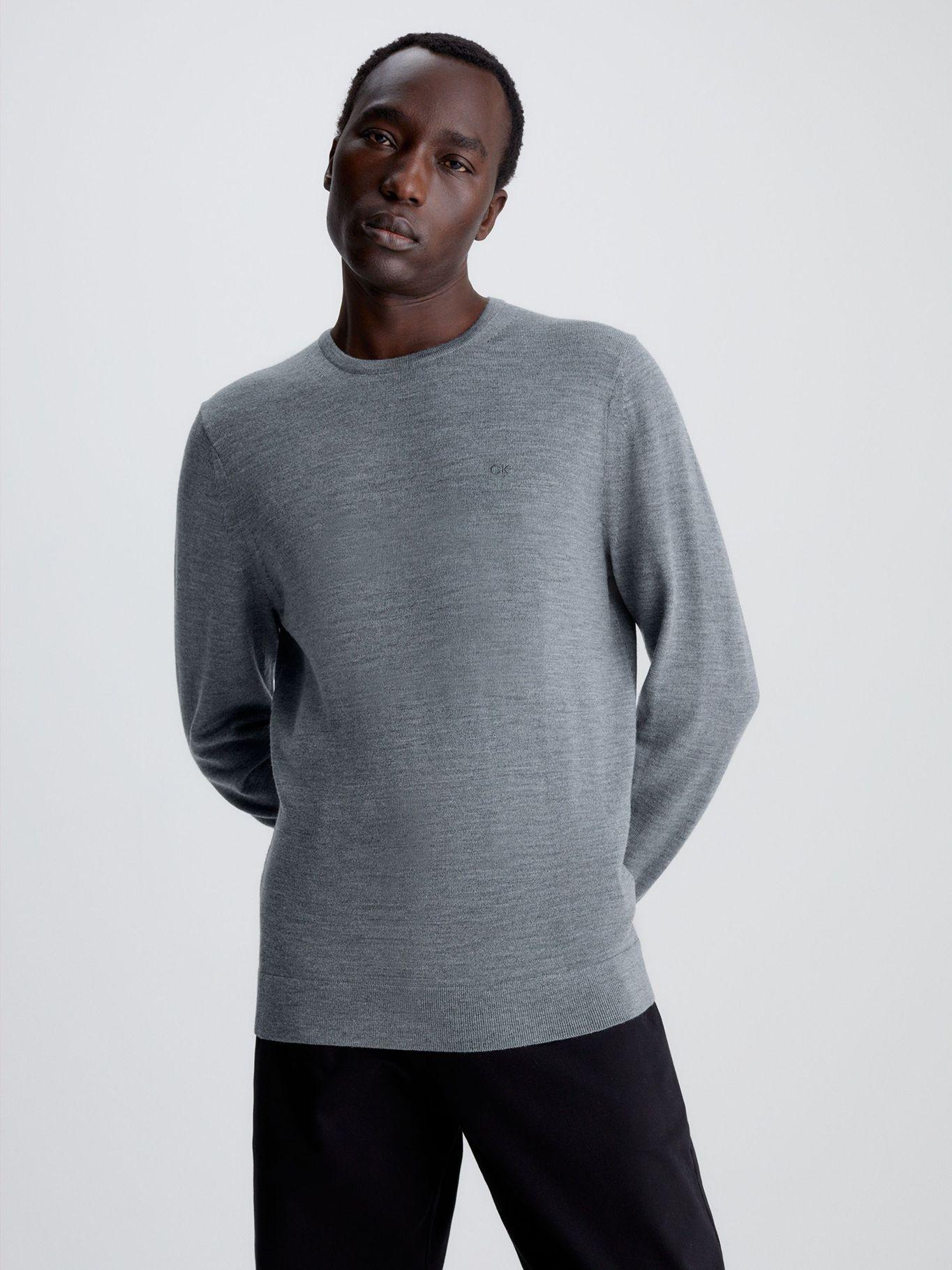 Sweater Superior Wool Crew Neck Swea Gris Calvin Klein-0
