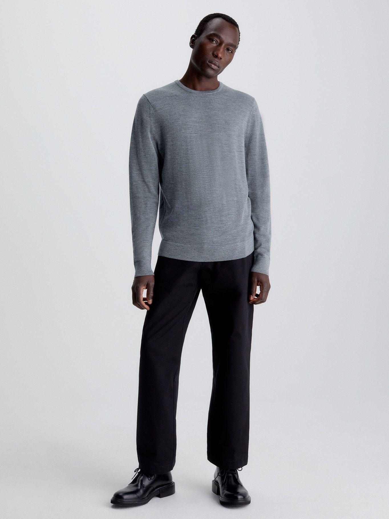 Sweater Superior Wool Crew Neck Swea Gris Calvin Klein-1