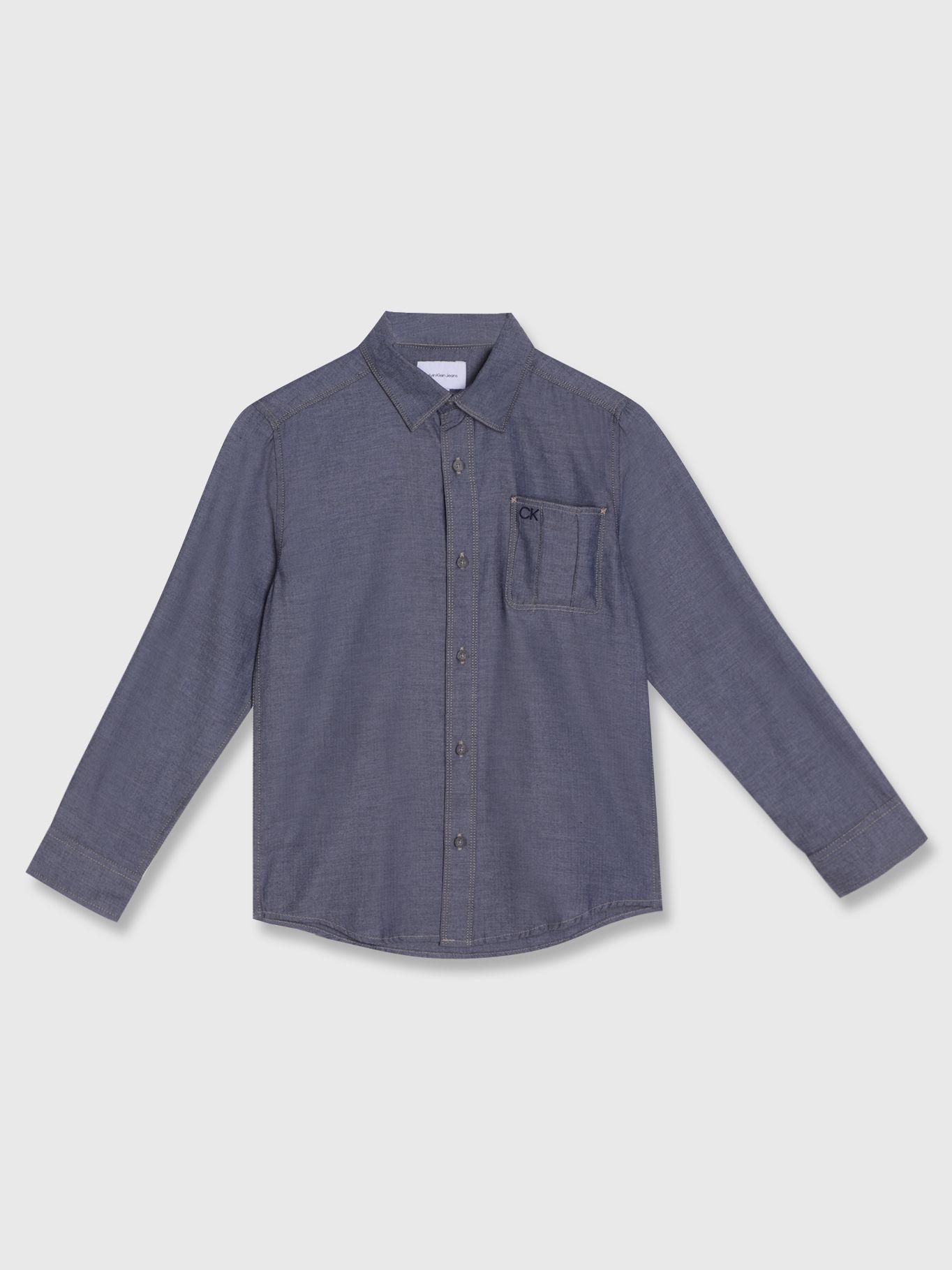 Camisa Niño Herringbone Gris Calvin Klein-0