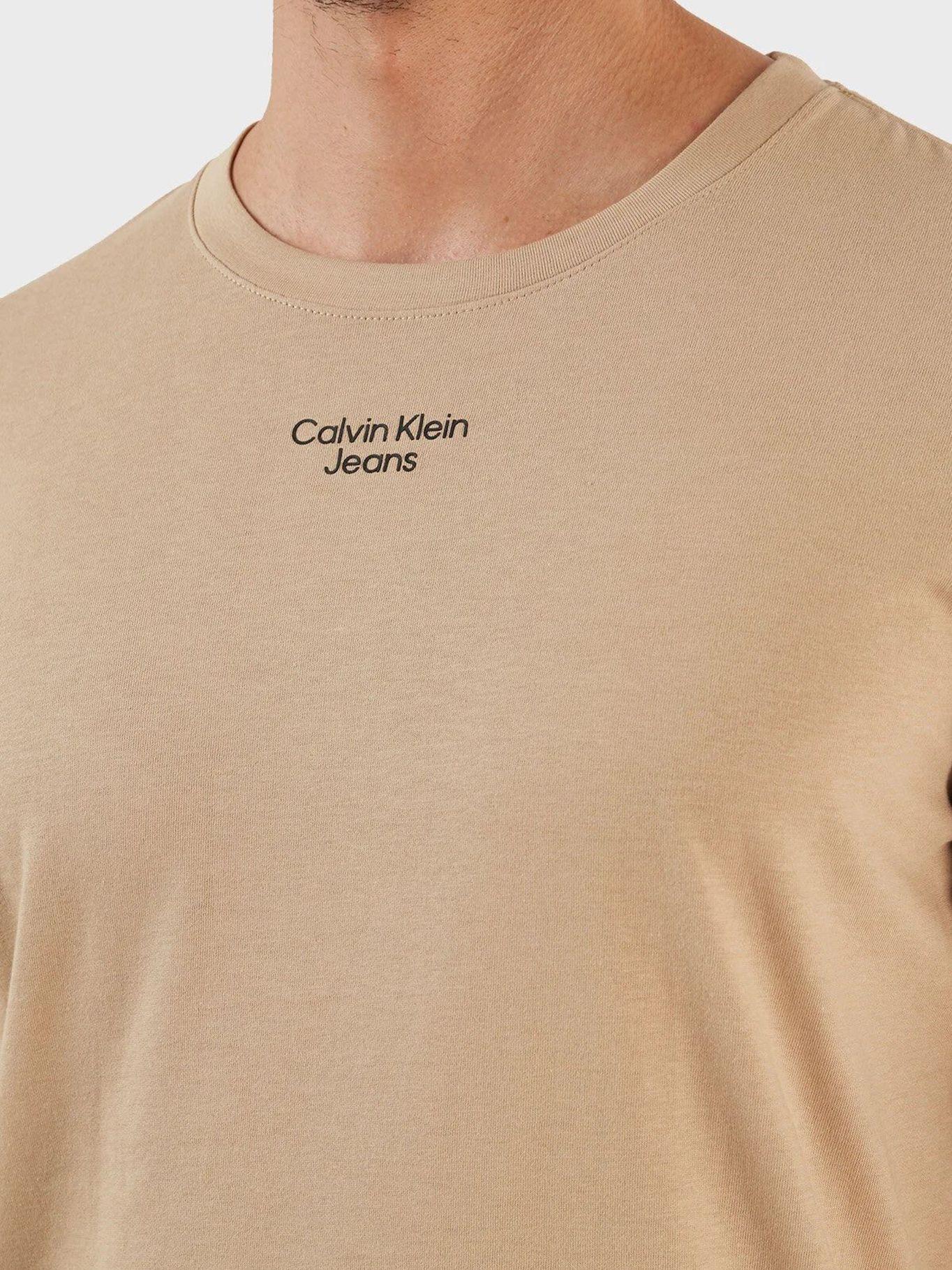 Camiseta slim de algodón orgánico Beige Calvin Klein-3