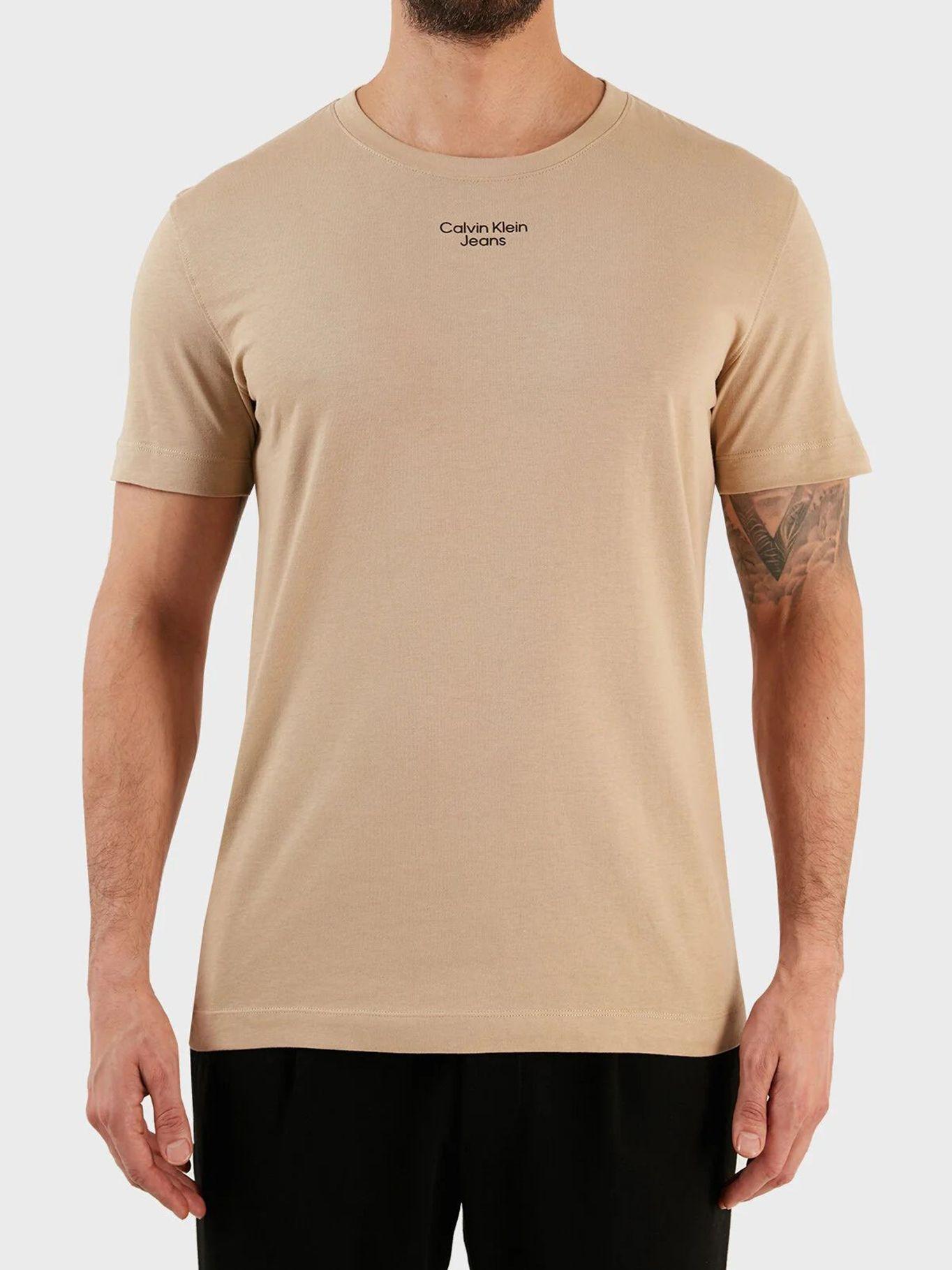 Camiseta slim de algodón orgánico Beige Calvin Klein-0