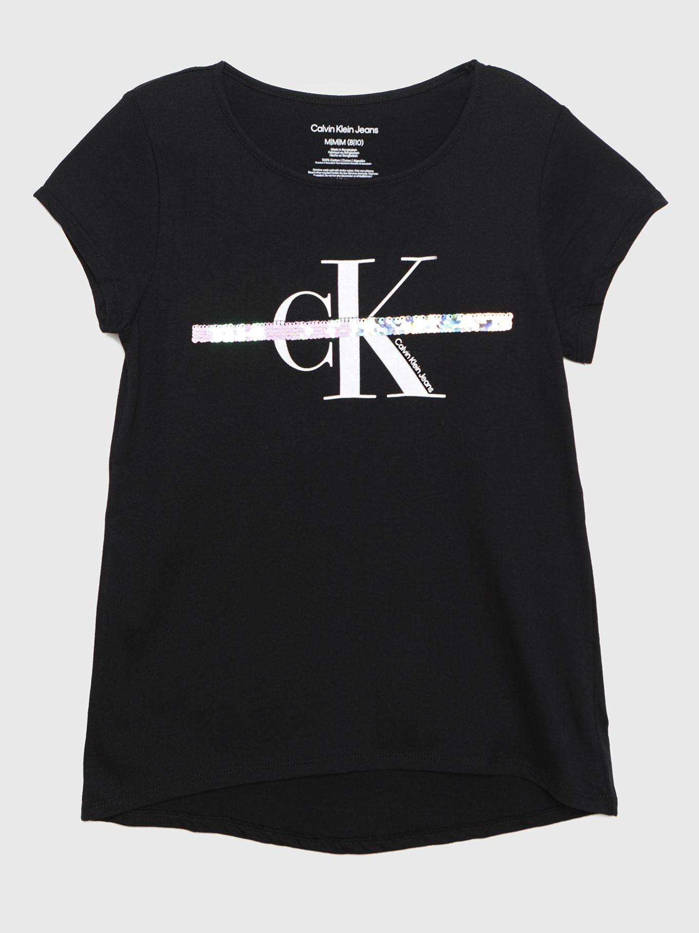 Polera Sequin Stripe Negro Calvin Klein-0