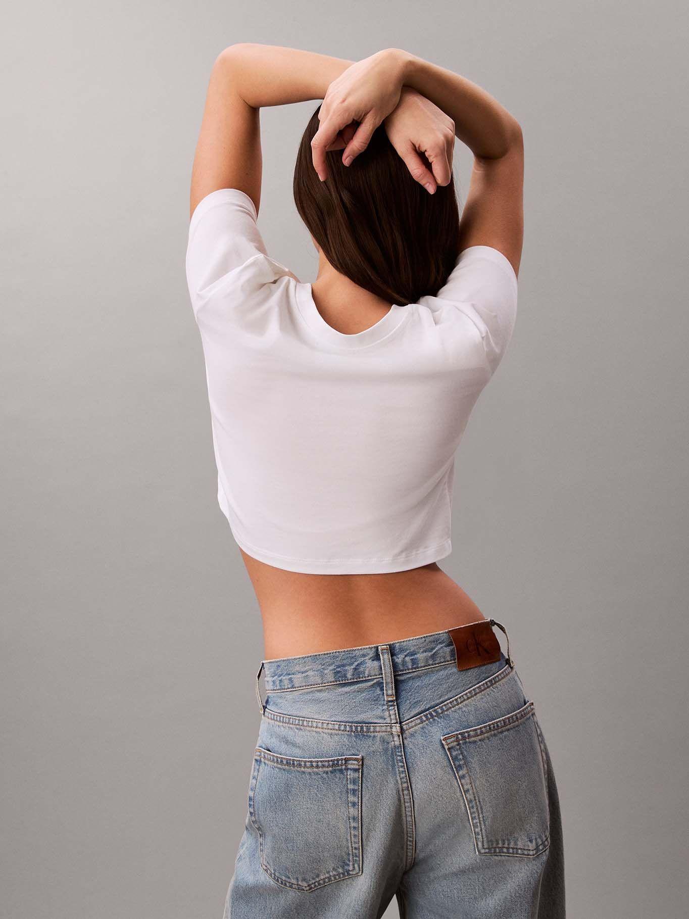 Polera Cropped con Logo Blanco Calvin Klein-2