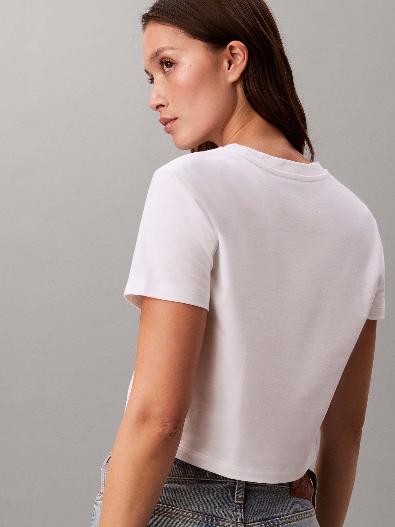 Polera Cropped con Logo Blanco Calvin Klein-4