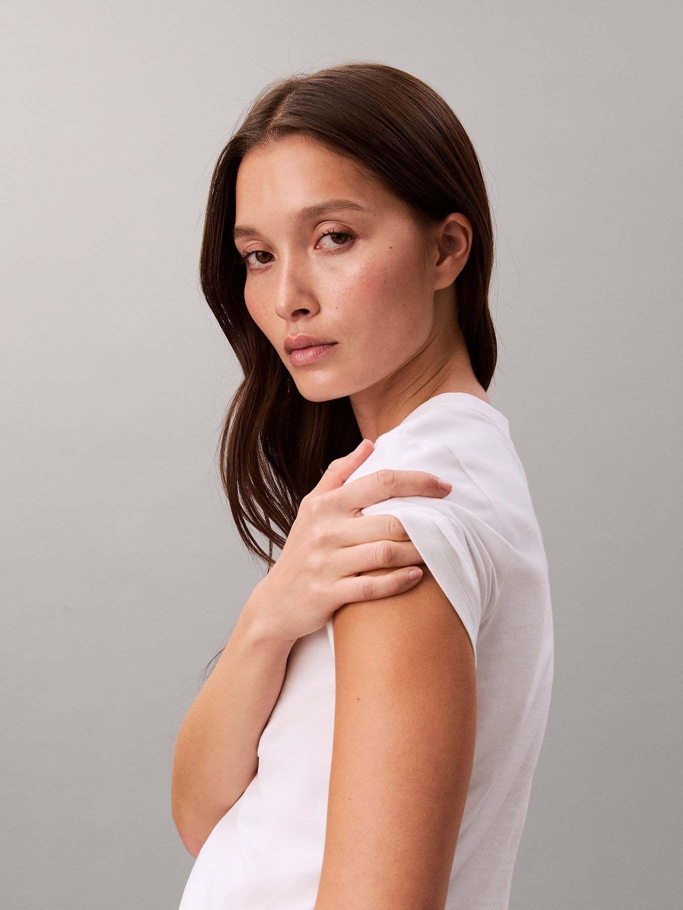 Polera Cropped con Logo Blanco Calvin Klein-5