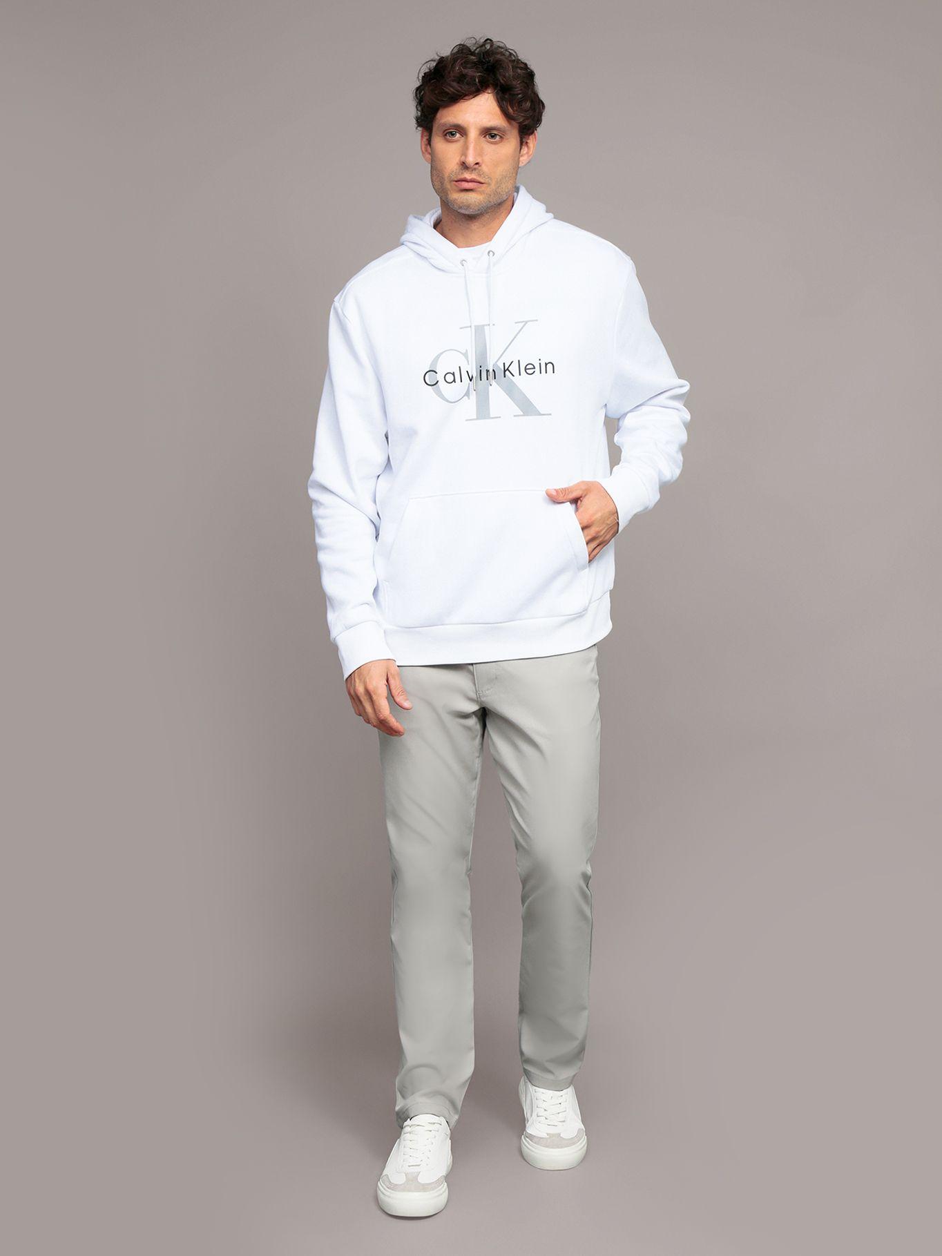 Polerón con Gorro Monograma Blanco Calvin Klein-1