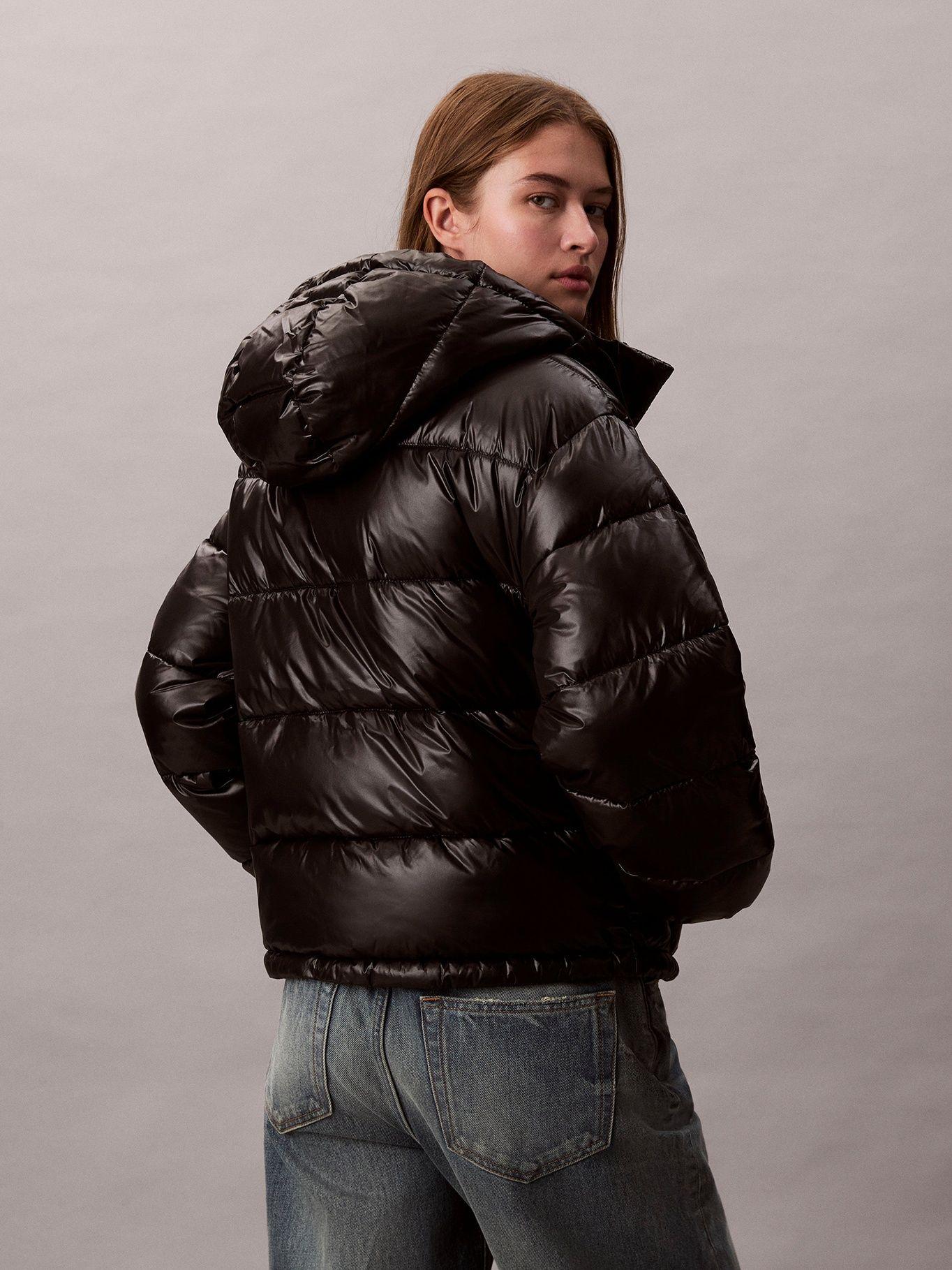 Parka Puffer Brillante con Gorro Negro Calvin Klein-2