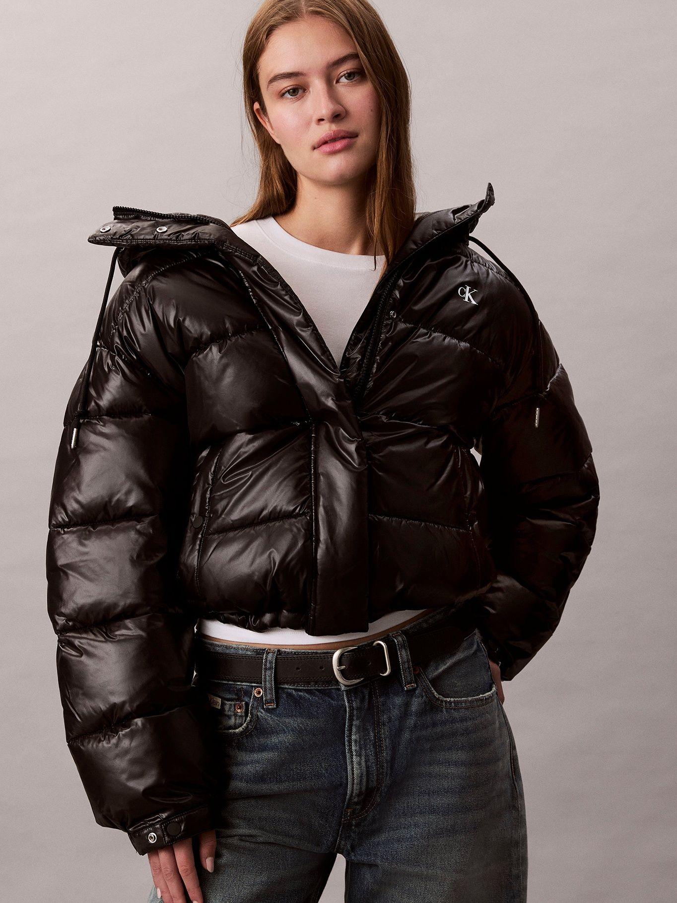 Parka Puffer Brillante con Gorro Negro Calvin Klein-3