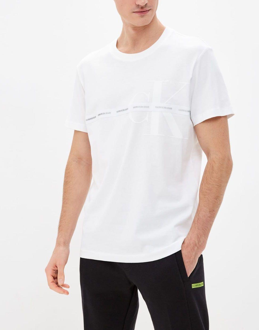 Polera Monogram Flock Tape Blanco Calvin Klein-0