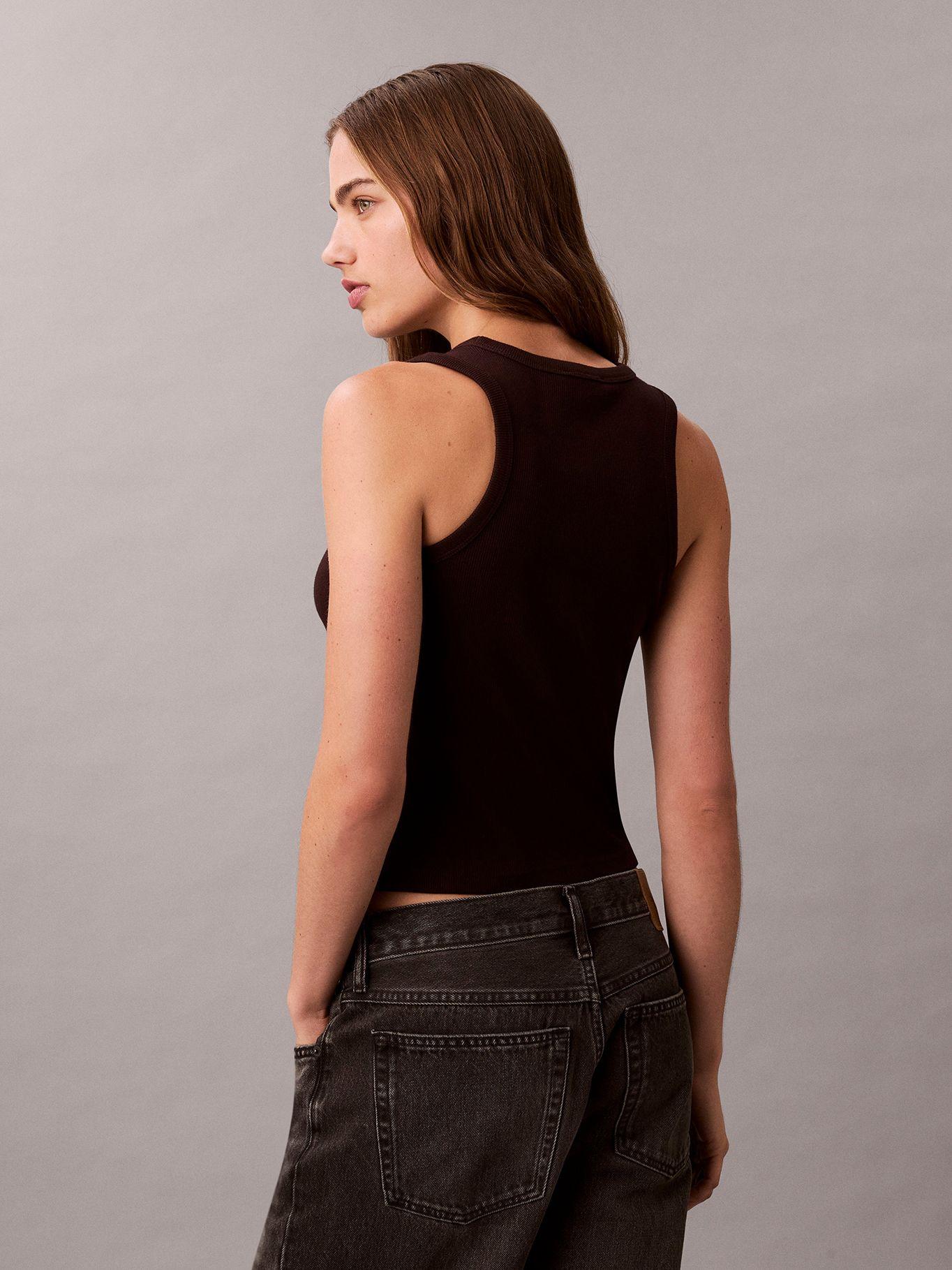 Polera Woven Label Cafe Calvin Klein-2