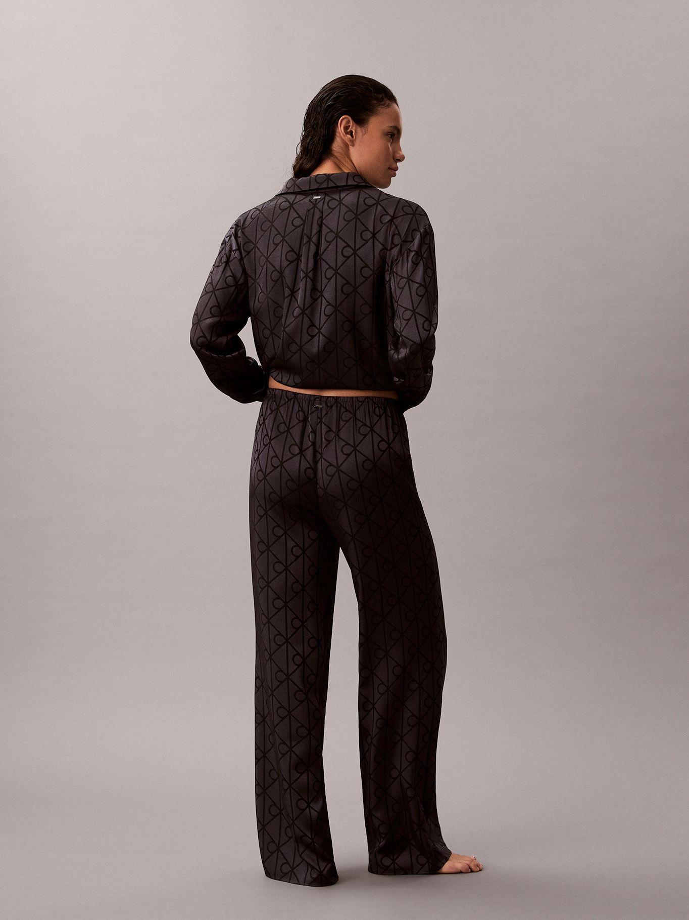 Pantalón de Pijama de Satén Estampado Gris Calvin Klein-2