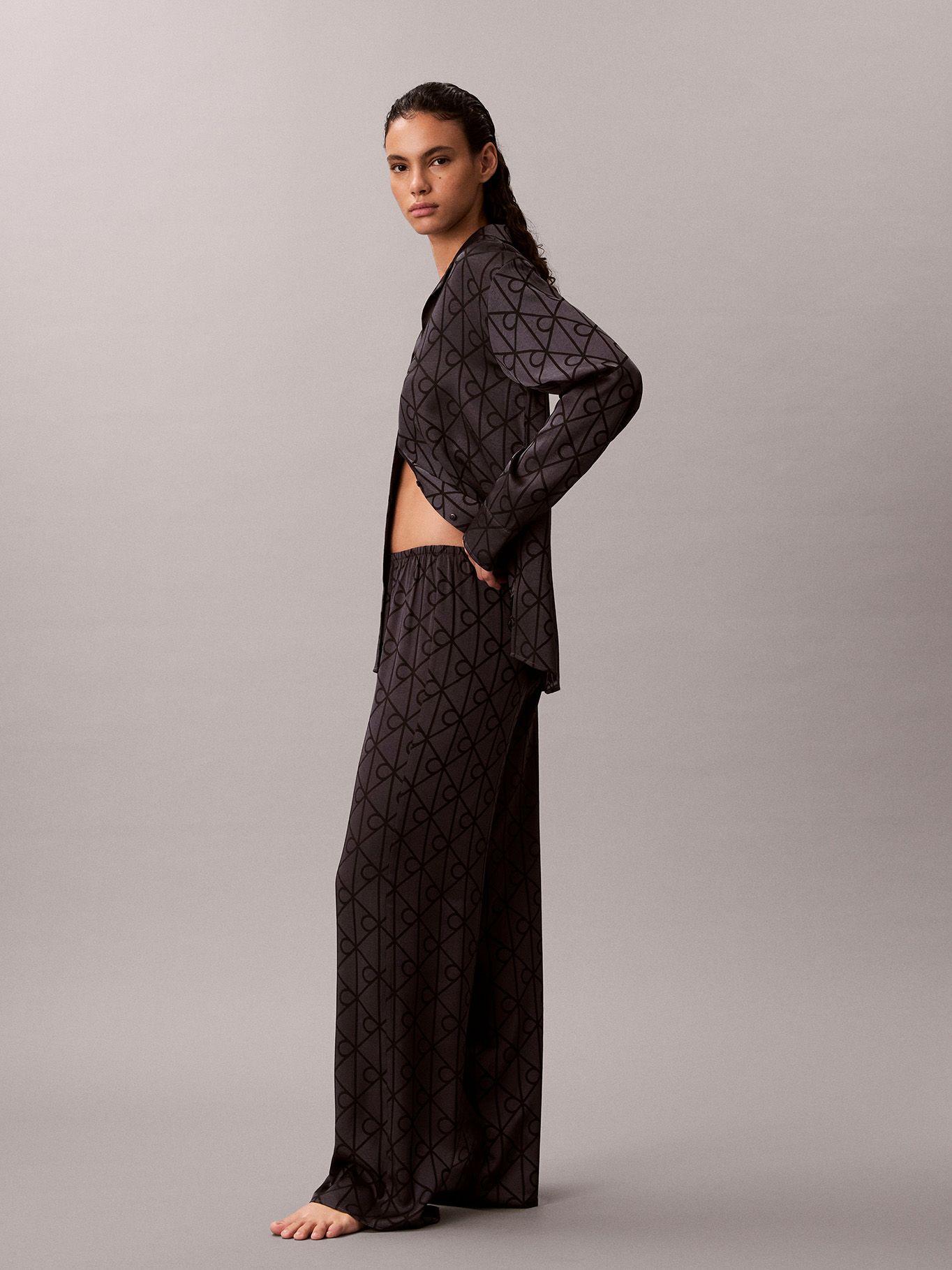 Pantalón de Pijama de Satén Estampado Gris Calvin Klein-3