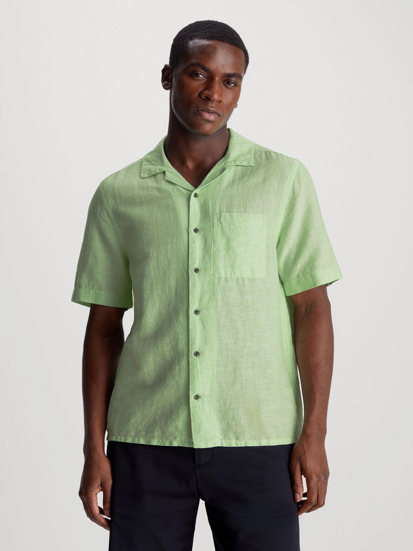 Camisa Linen Cotton Cuban Verde Calvin Klein-0