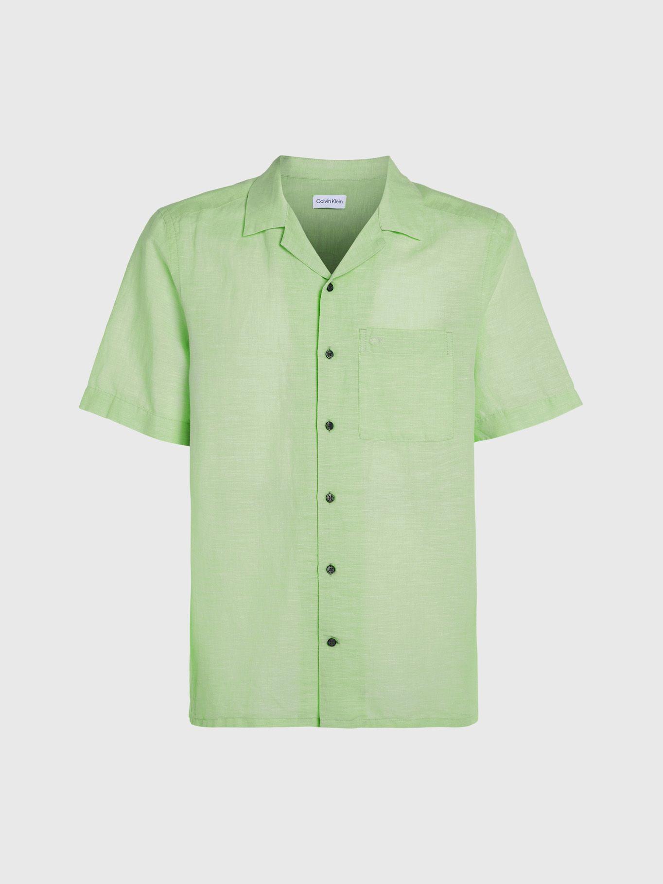 Camisa Linen Cotton Cuban Verde Calvin Klein-4