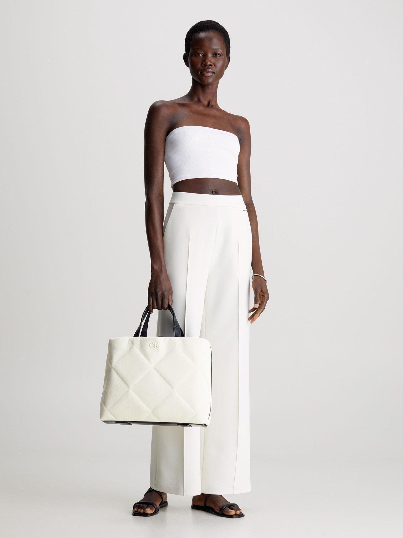 Cartera Shopper Quilt Canvas Blanco Calvin Klein-4