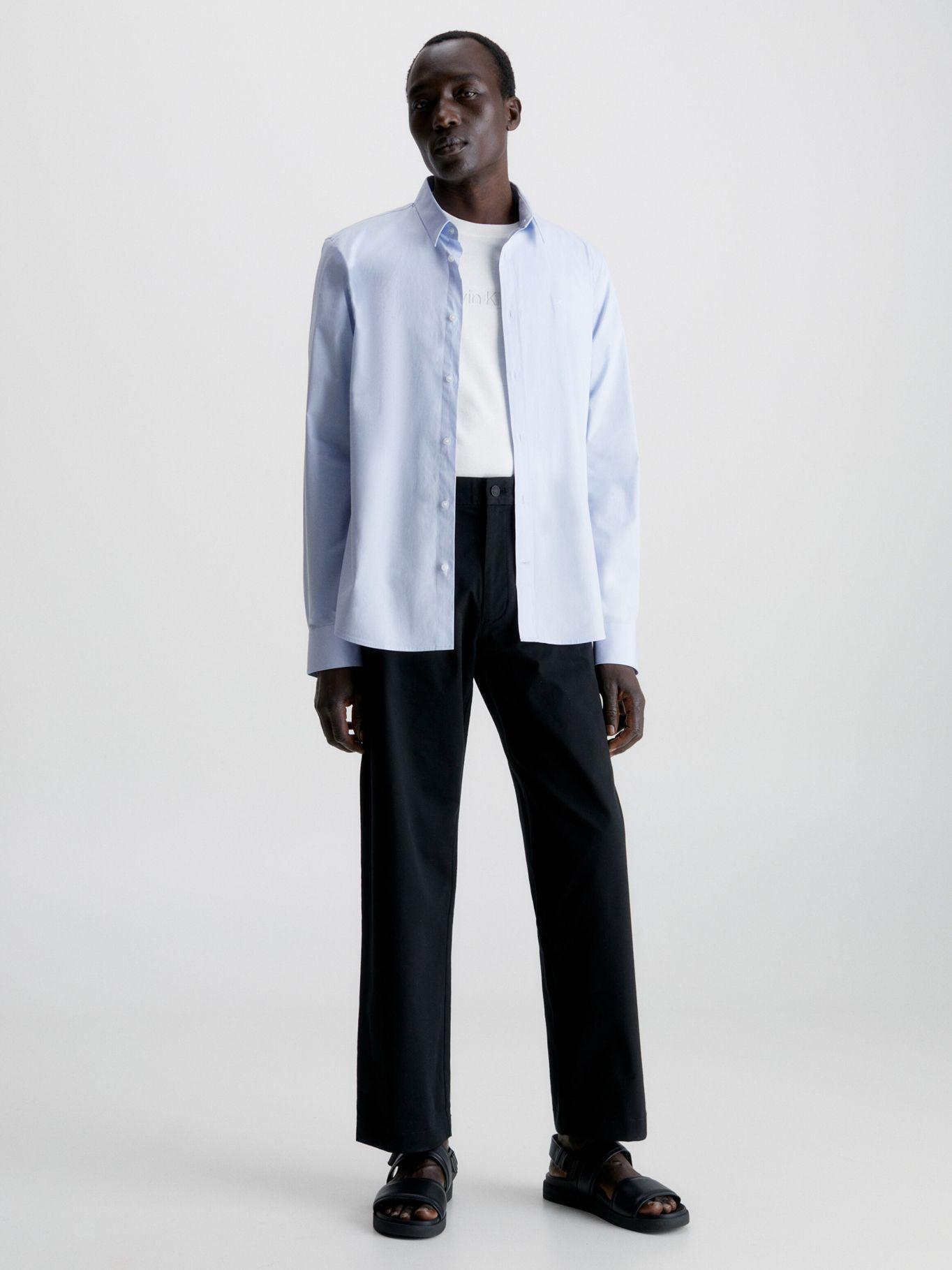 Camisa Stretch Poplin Slim Azul C3N Calvin Klein-1