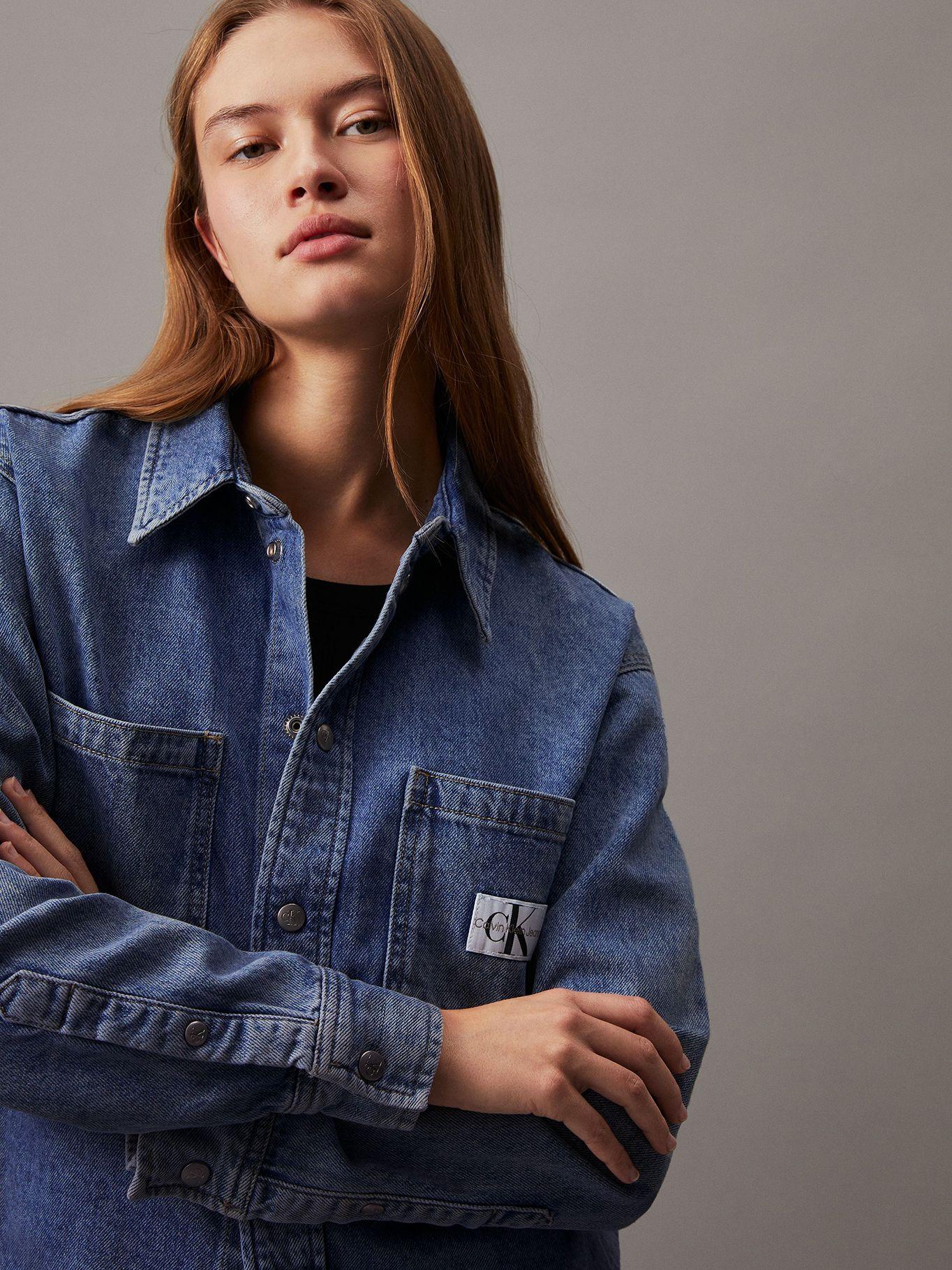 Camisa Cropped Dad Denim Azul Calvin Klein-4