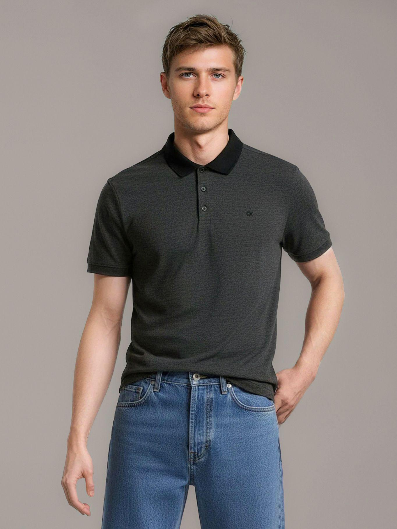 Polo Jacquard De Micro Logo Gris Calvin Klein-0