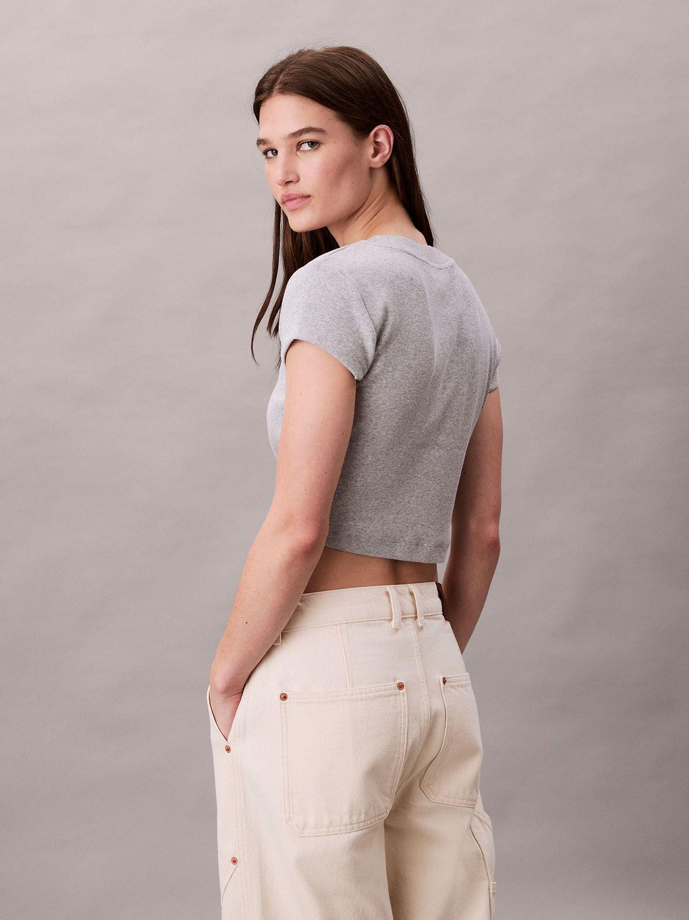 Polera con Tejido Acanalado Gris Calvin Klein-2