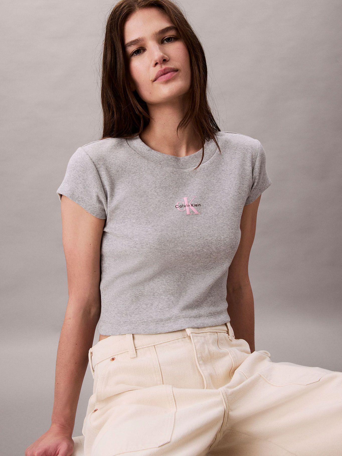 Polera con Tejido Acanalado Gris Calvin Klein-3