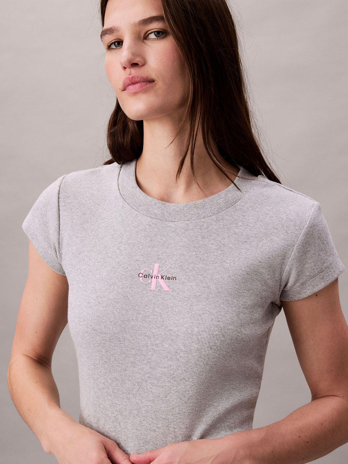 Polera con Tejido Acanalado Gris Calvin Klein-4