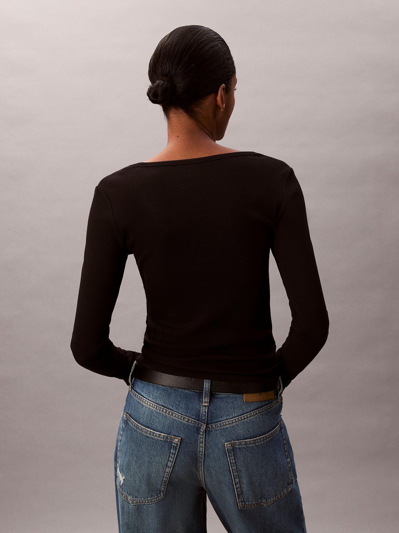 Polera Manga Larga con Cuello Scoop Negro Calvin Klein-2