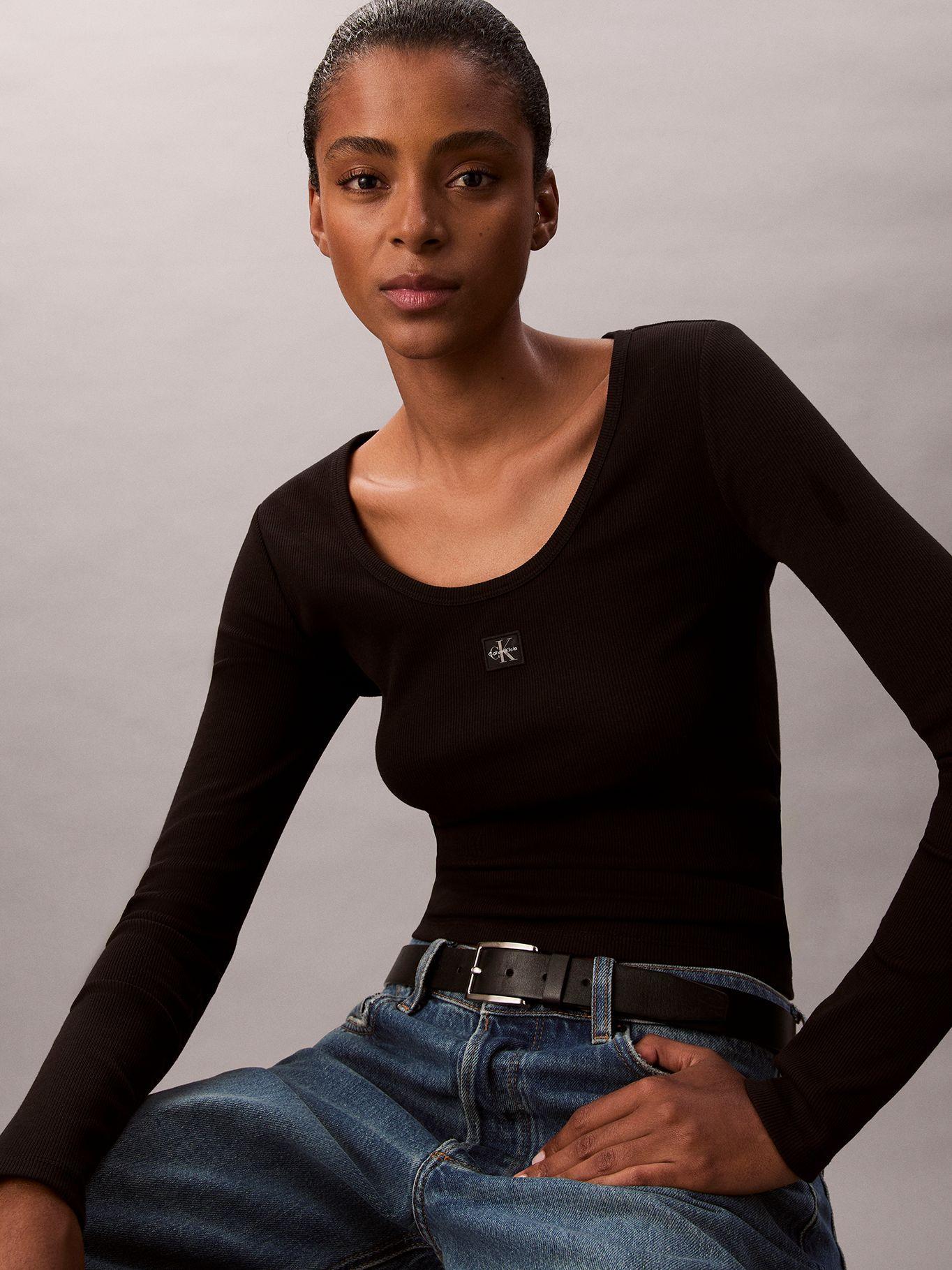 Polera Manga Larga con Cuello Scoop Negro Calvin Klein-3