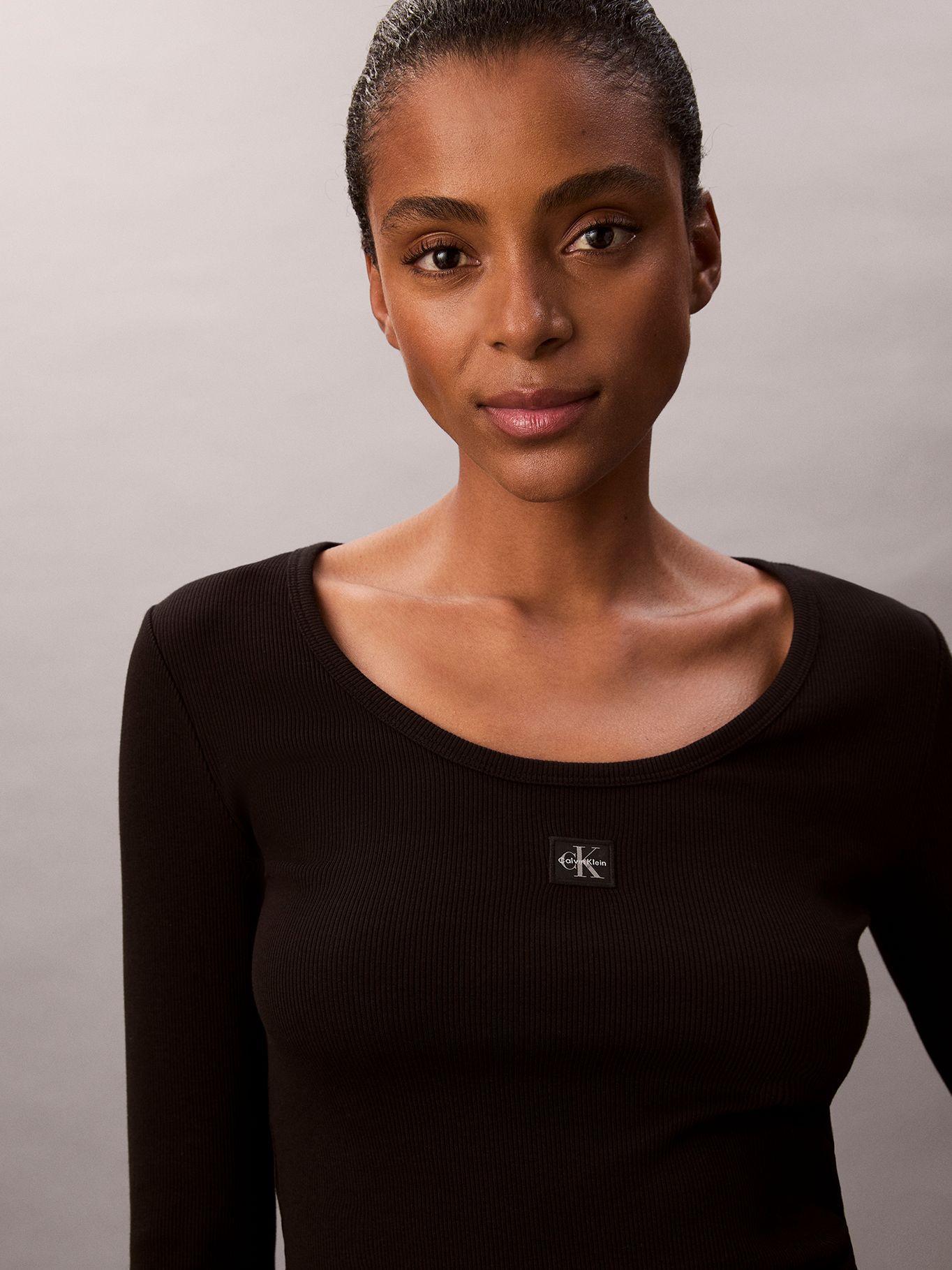 Polera Manga Larga con Cuello Scoop Negro Calvin Klein-4