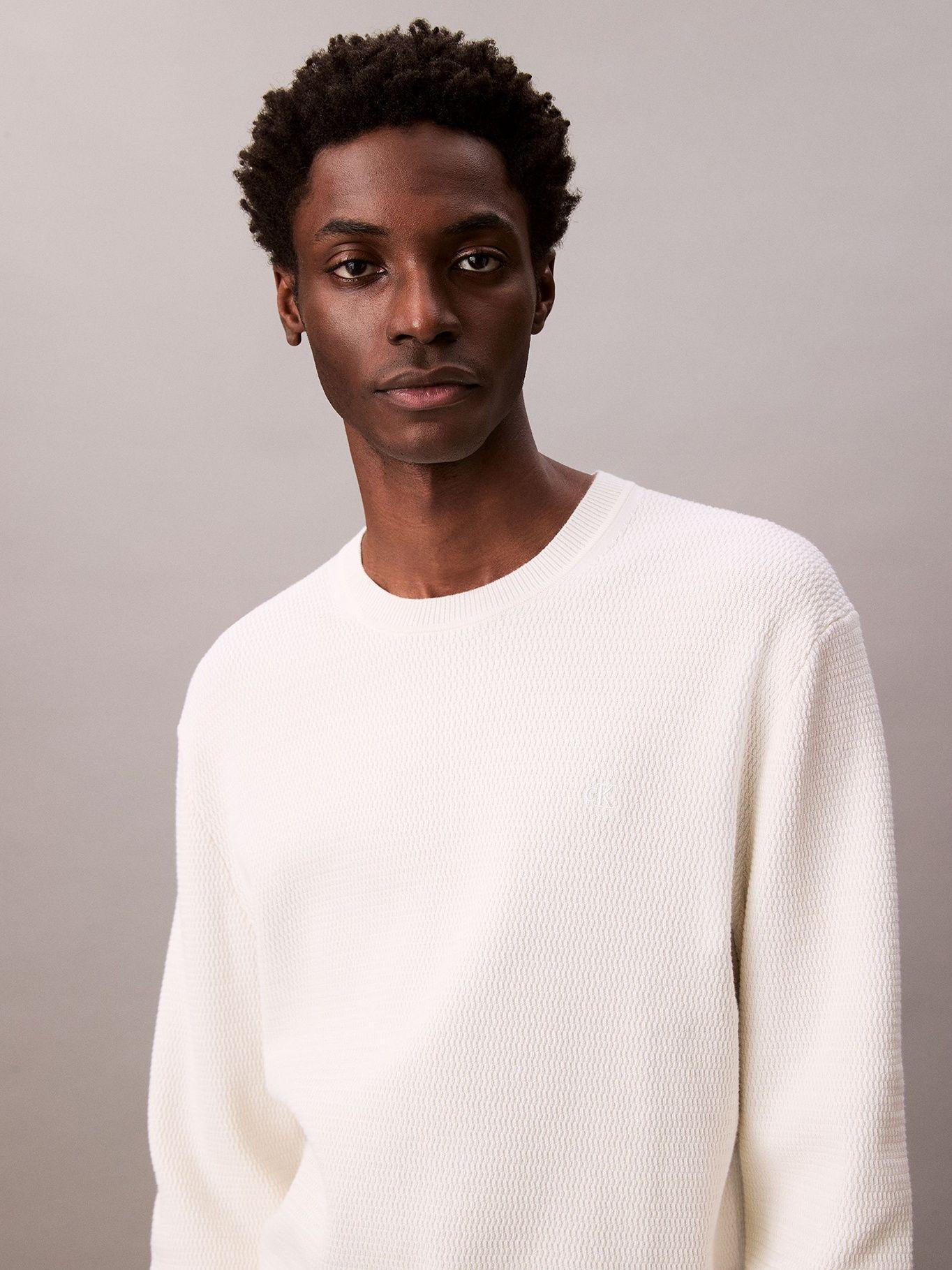 Sweater de Algodón Texturizado Blanco Calvin Klein-3