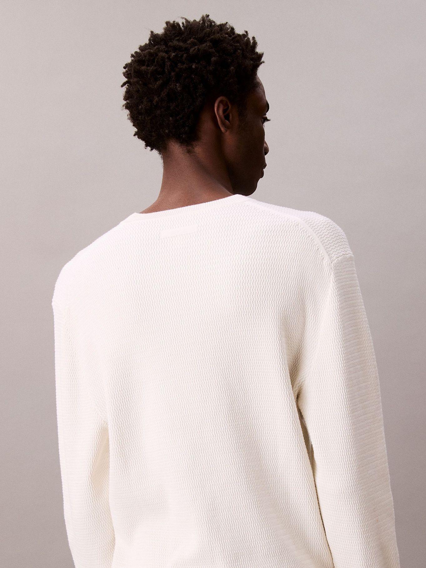 Sweater de Algodón Texturizado Blanco Calvin Klein-4