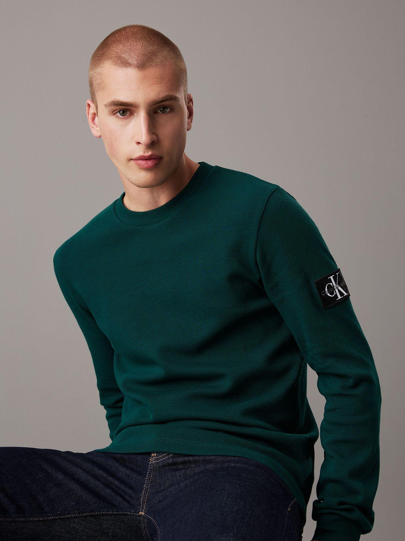 Polera LS Badge Waffle Verde Calvin Klein-0