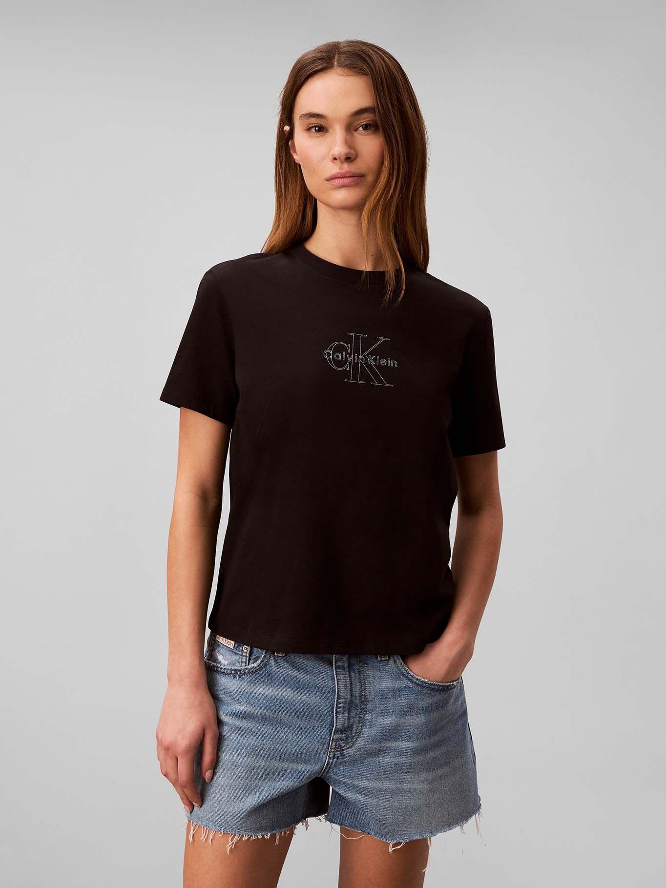 Polera Clásica con Monologo Negro Calvin Klein-0