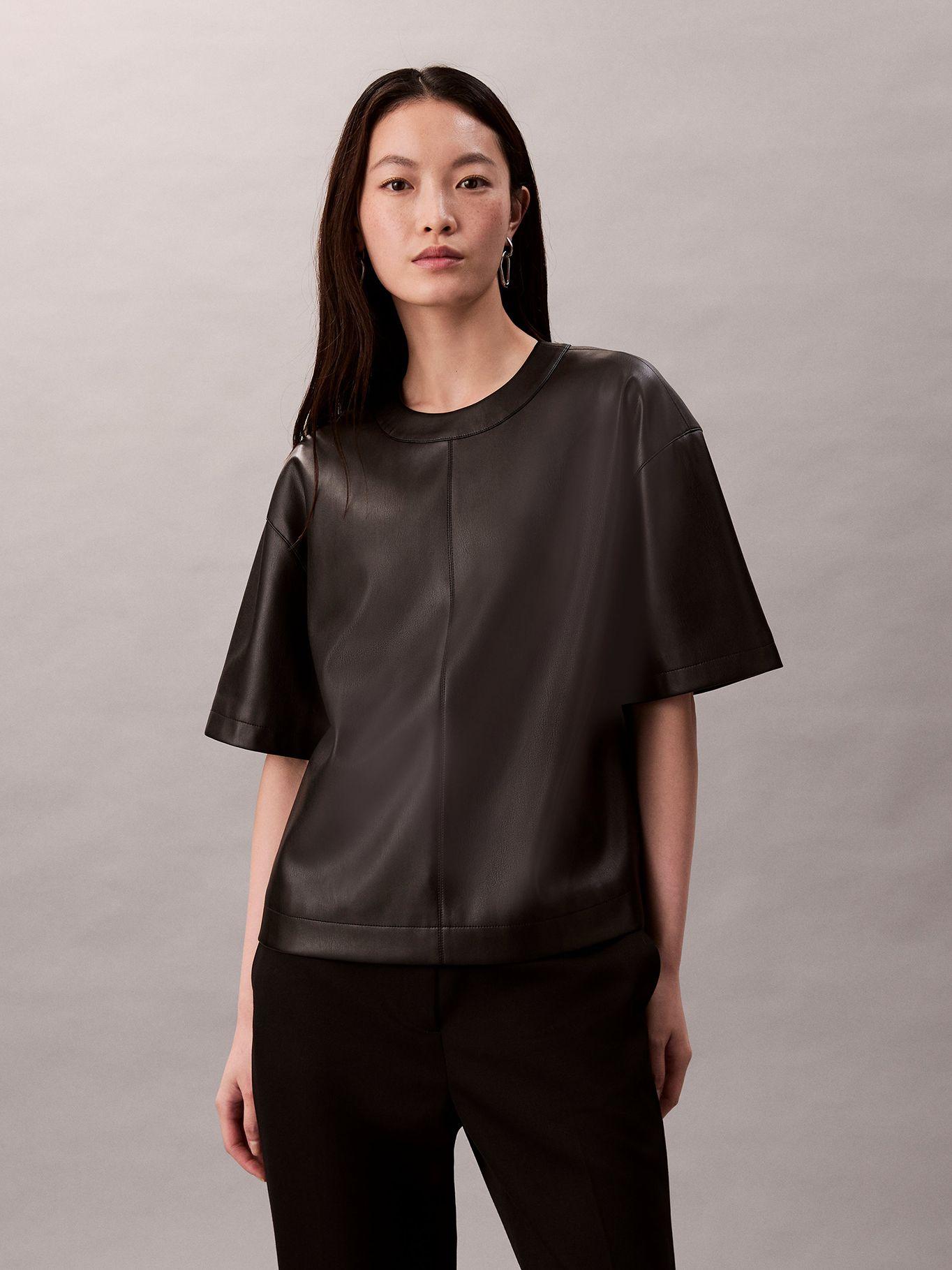 Polera con Efecto Cuero Negro Calvin Klein-0