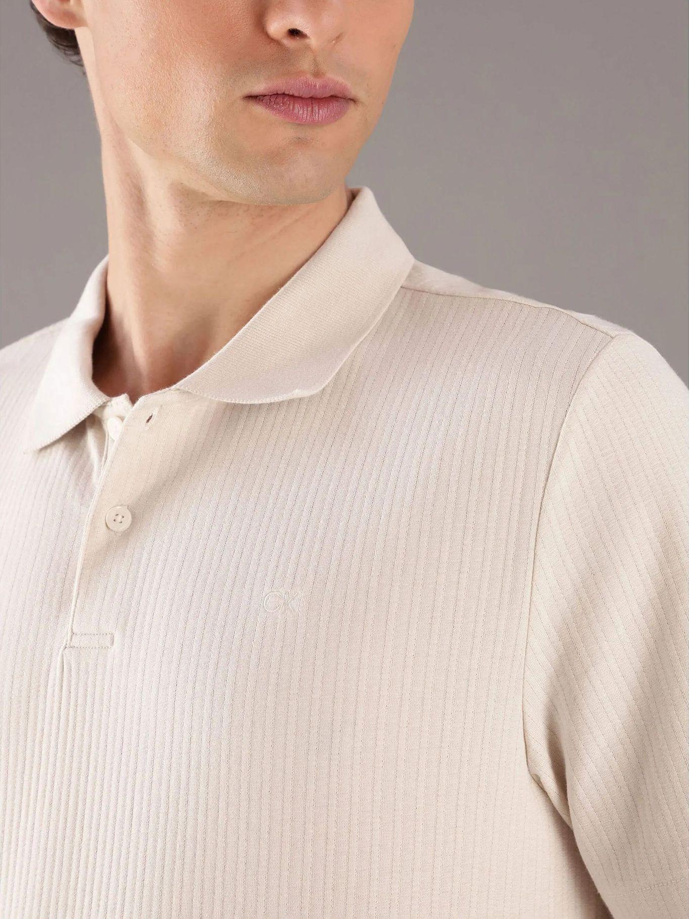 Polo con Textura Jacquard Beige Calvin Klein-3