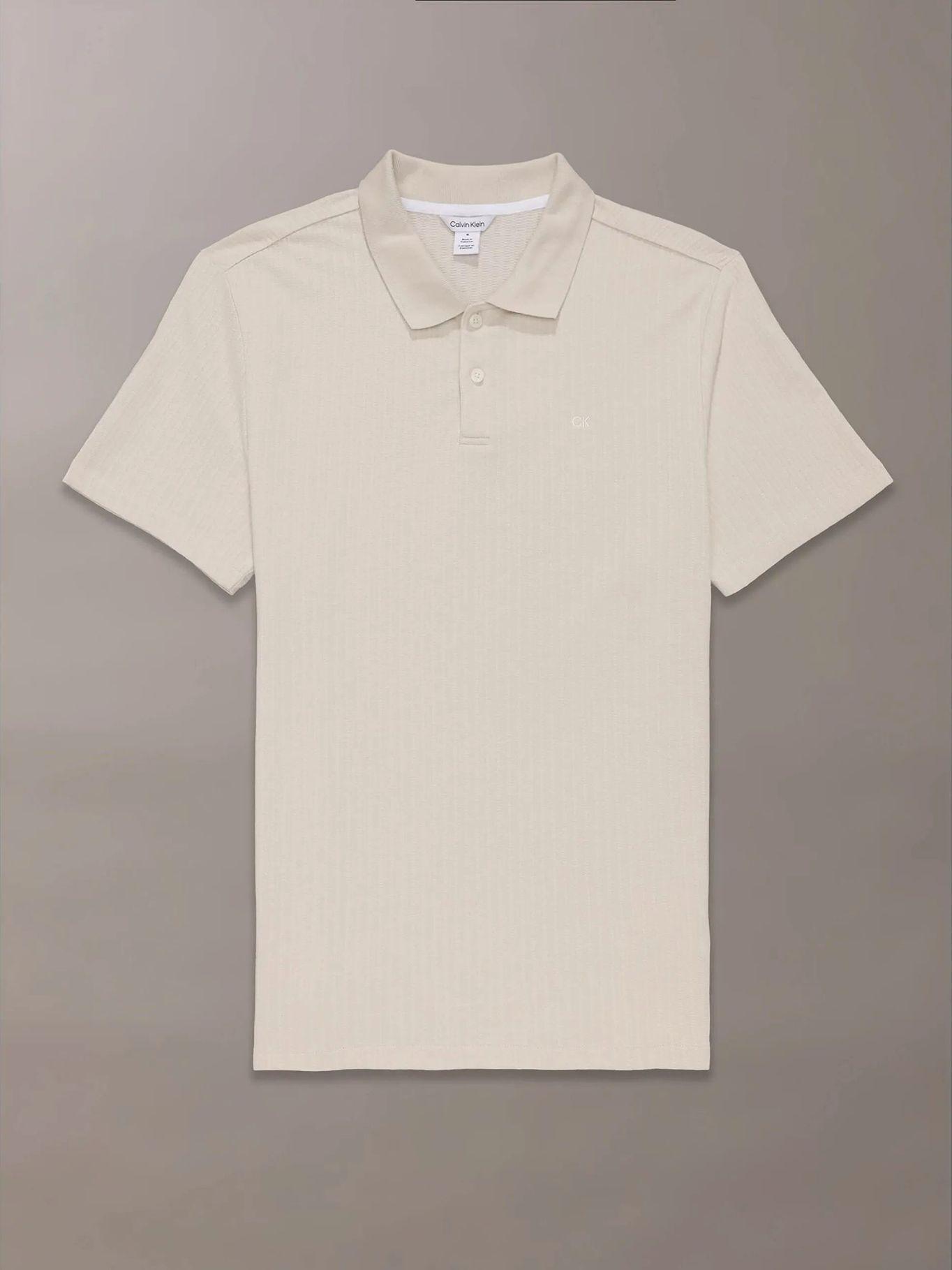 Polo con Textura Jacquard Beige Calvin Klein-4