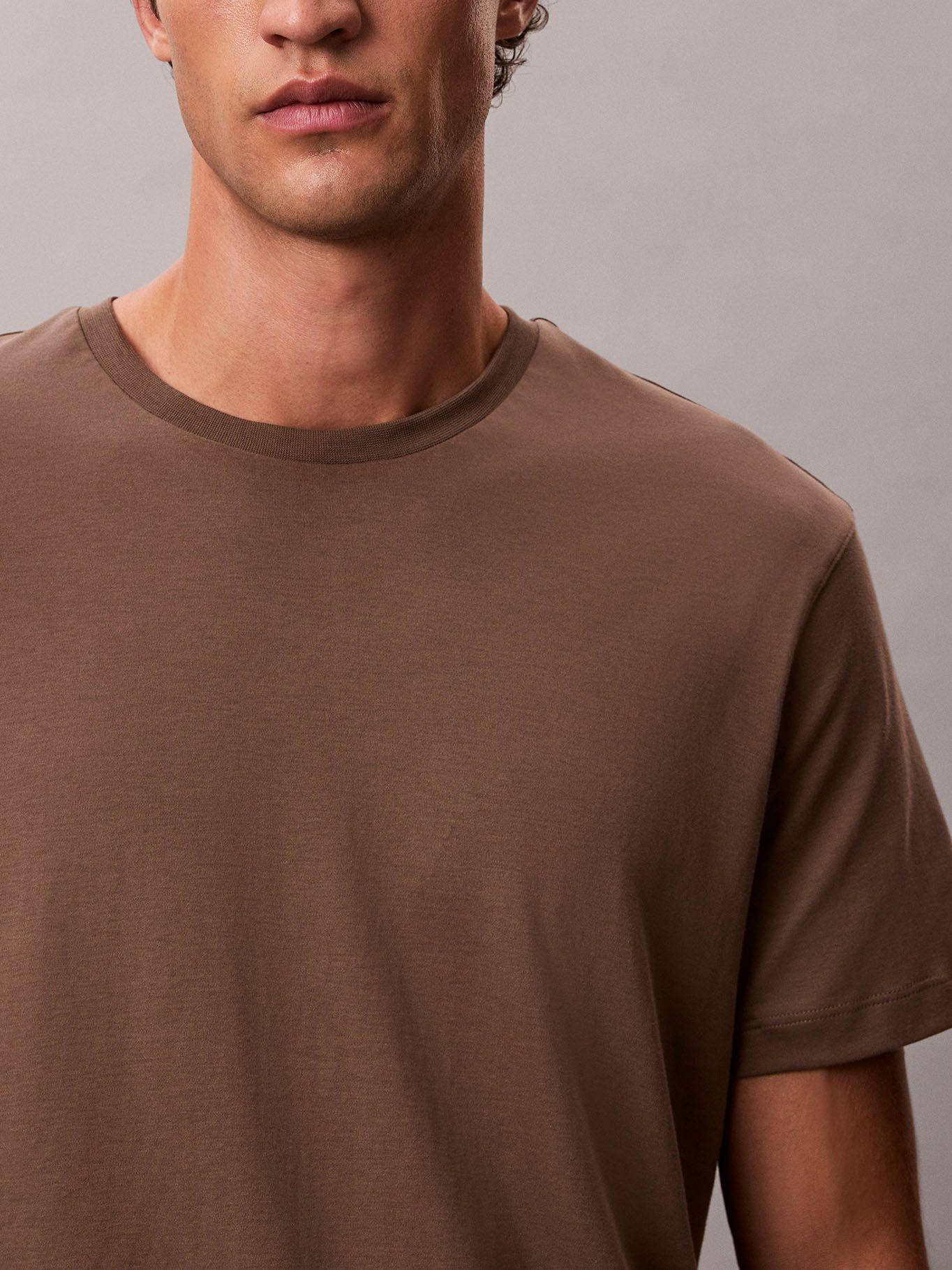 Polera Cuello Redondo Algodón Supima Café Calvin Klein-4