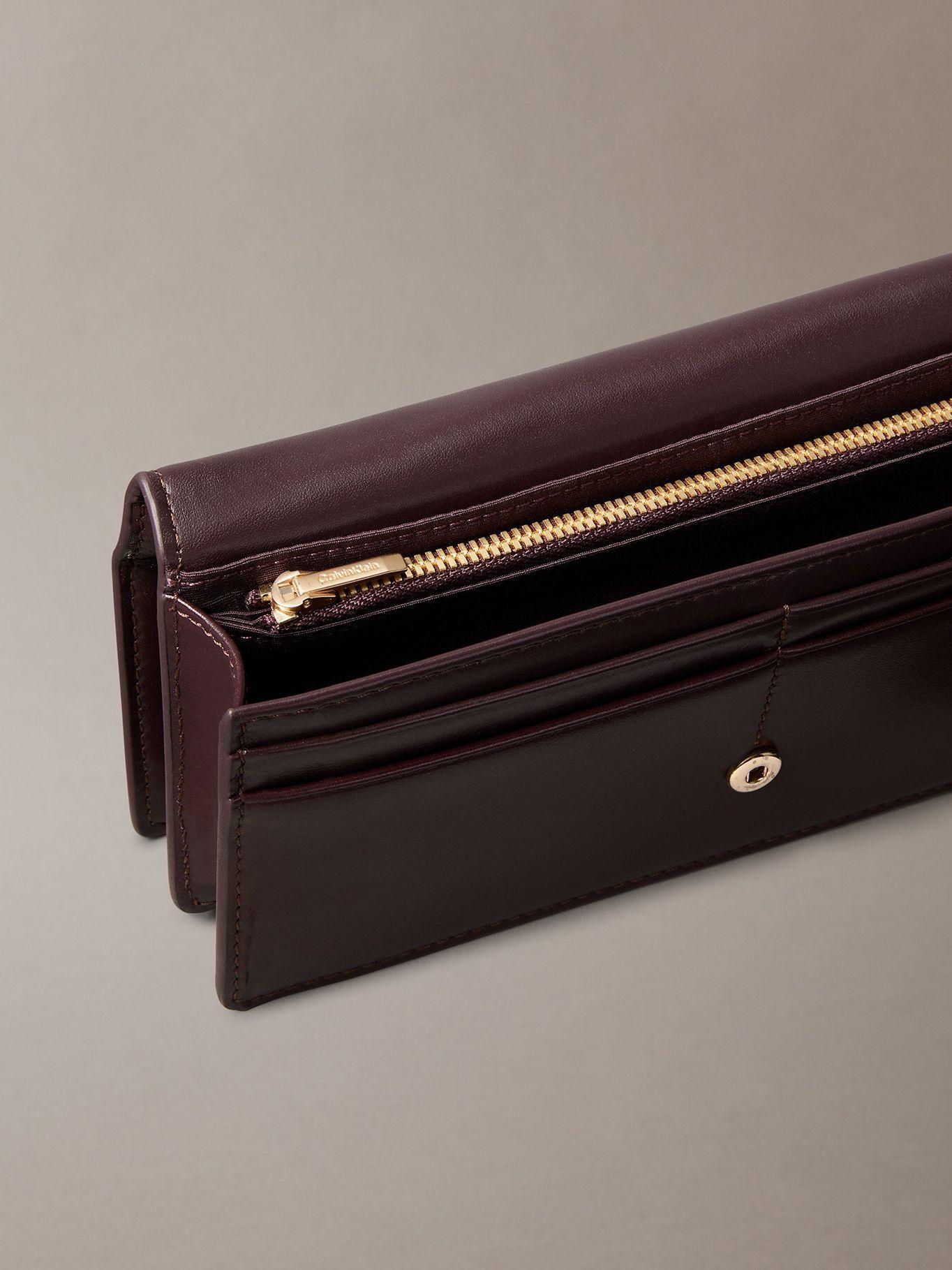 Billetera Plegada D Cuero Monograma Marrón Calvin Klein-2