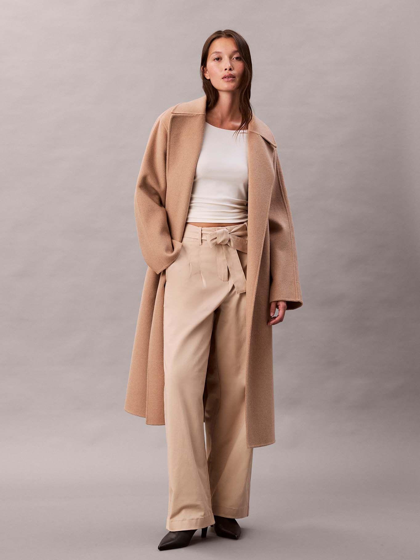 Pantalón de Sarga Algodón Cinturón Beige Calvin Klein-0