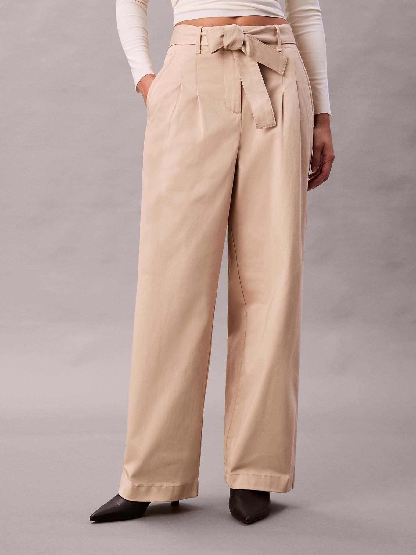 Pantalón de Sarga Algodón Cinturón Beige Calvin Klein-2