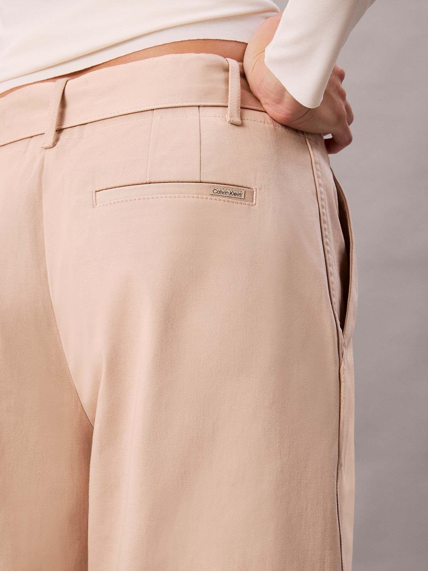 Pantalón de Sarga Algodón Cinturón Beige Calvin Klein-4