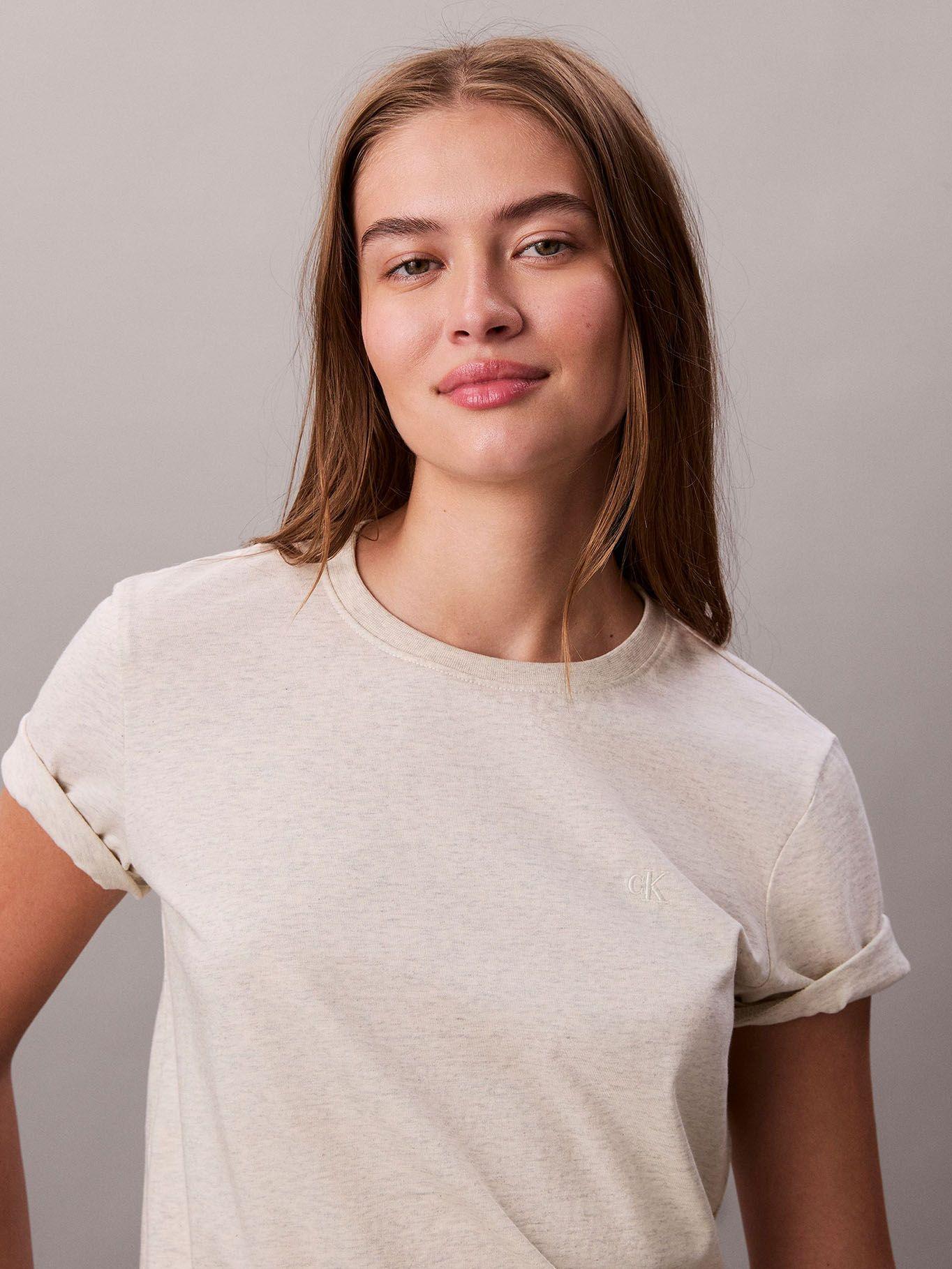 Polera Algodón y Logo de Archivo Beige Calvin Klein-4