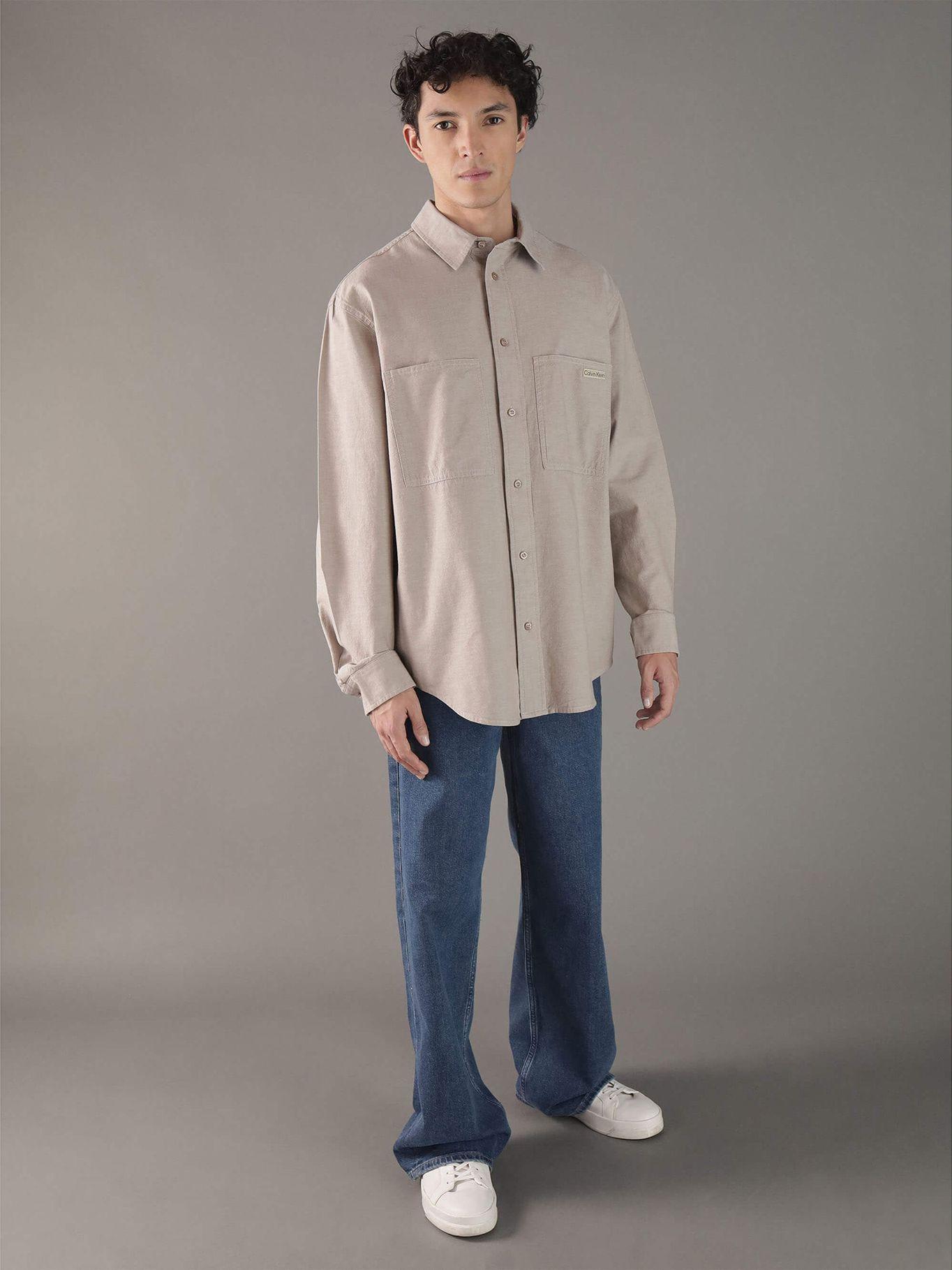 Camisa holgada de cambray de algodón Gris Calvin Klein-1