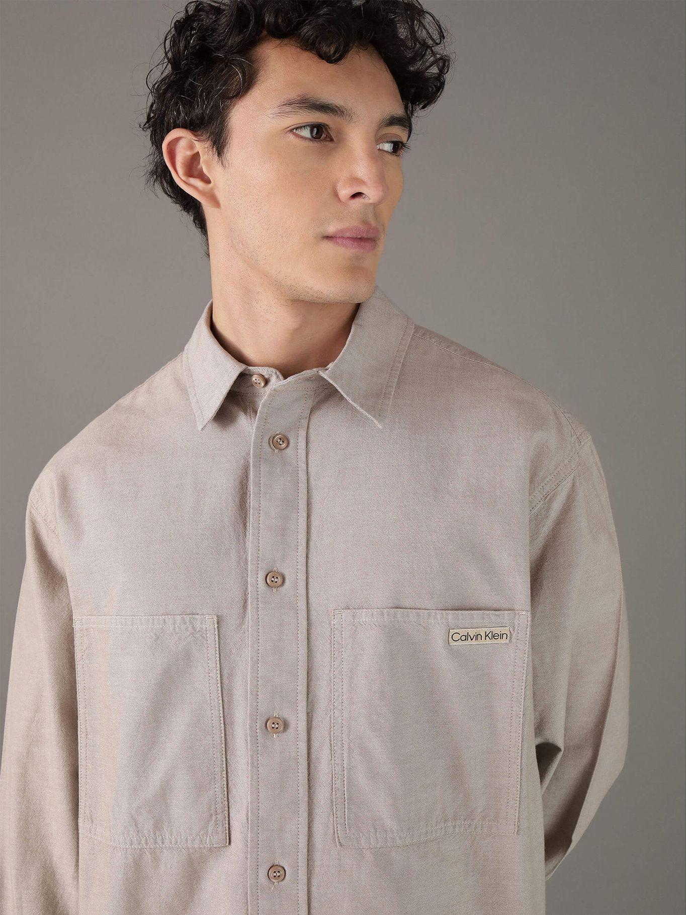 Camisa holgada de cambray de algodón Gris Calvin Klein-3