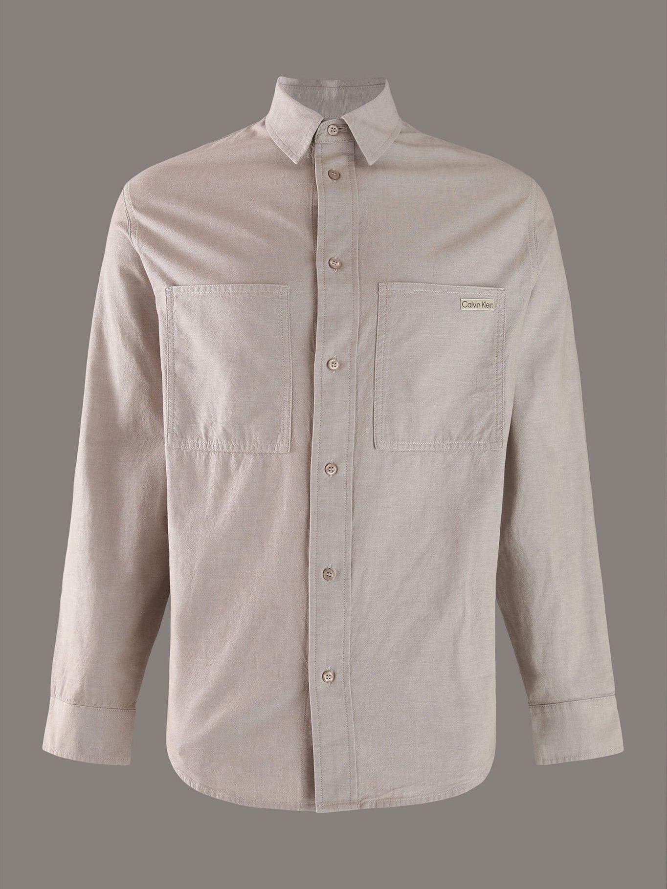 Camisa holgada de cambray de algodón Gris Calvin Klein-4