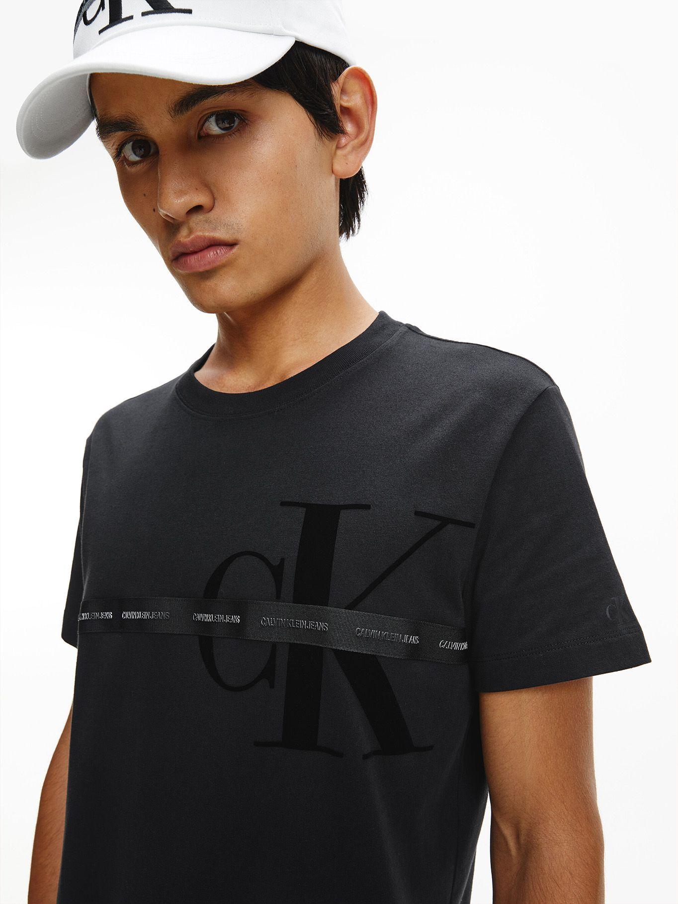 Polera Monogram Flock Tape Negro Calvin Klein-3