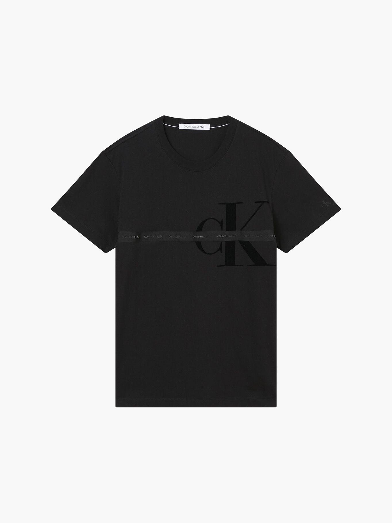 Polera Monogram Flock Tape Negro Calvin Klein-4