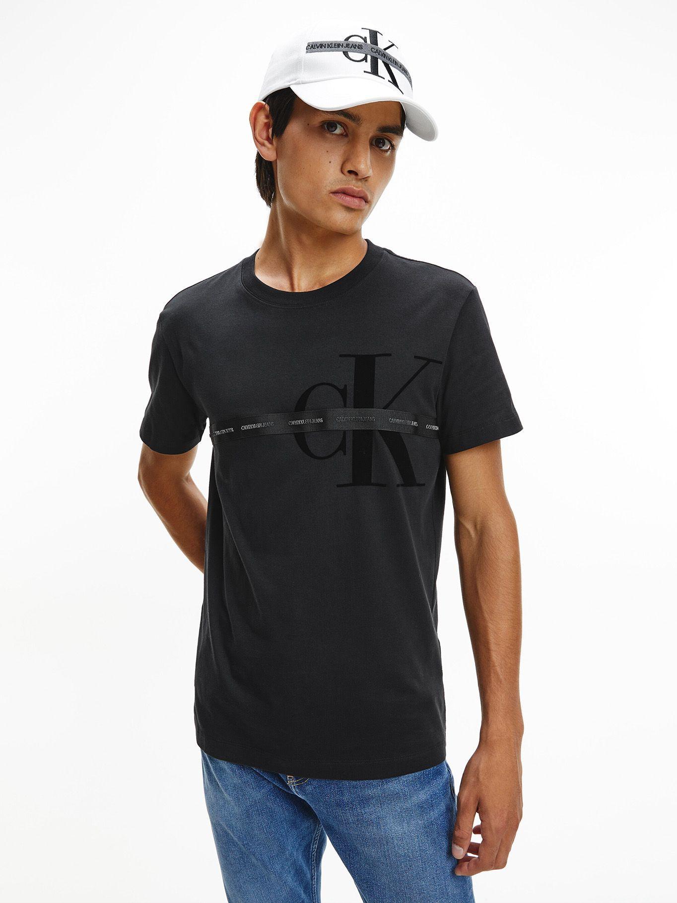 Polera Monogram Flock Tape Negro Calvin Klein-0