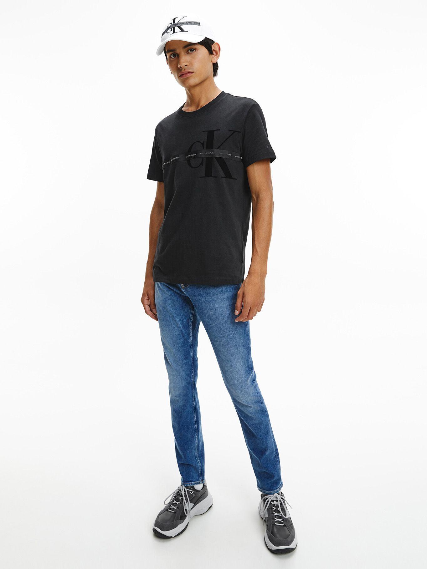 Polera Monogram Flock Tape Negro Calvin Klein-1