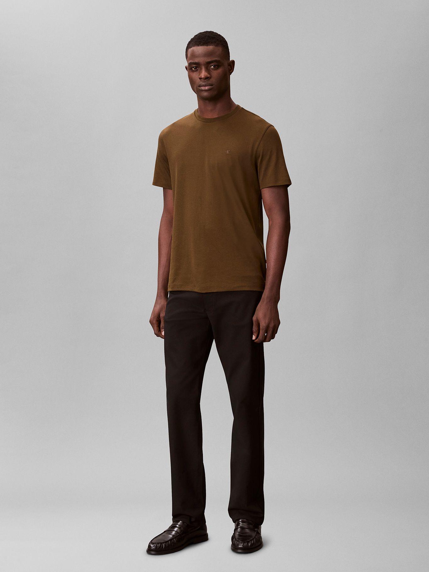 Polera Algodón Supima Logo Bordado Cafe Calvin Klein-1